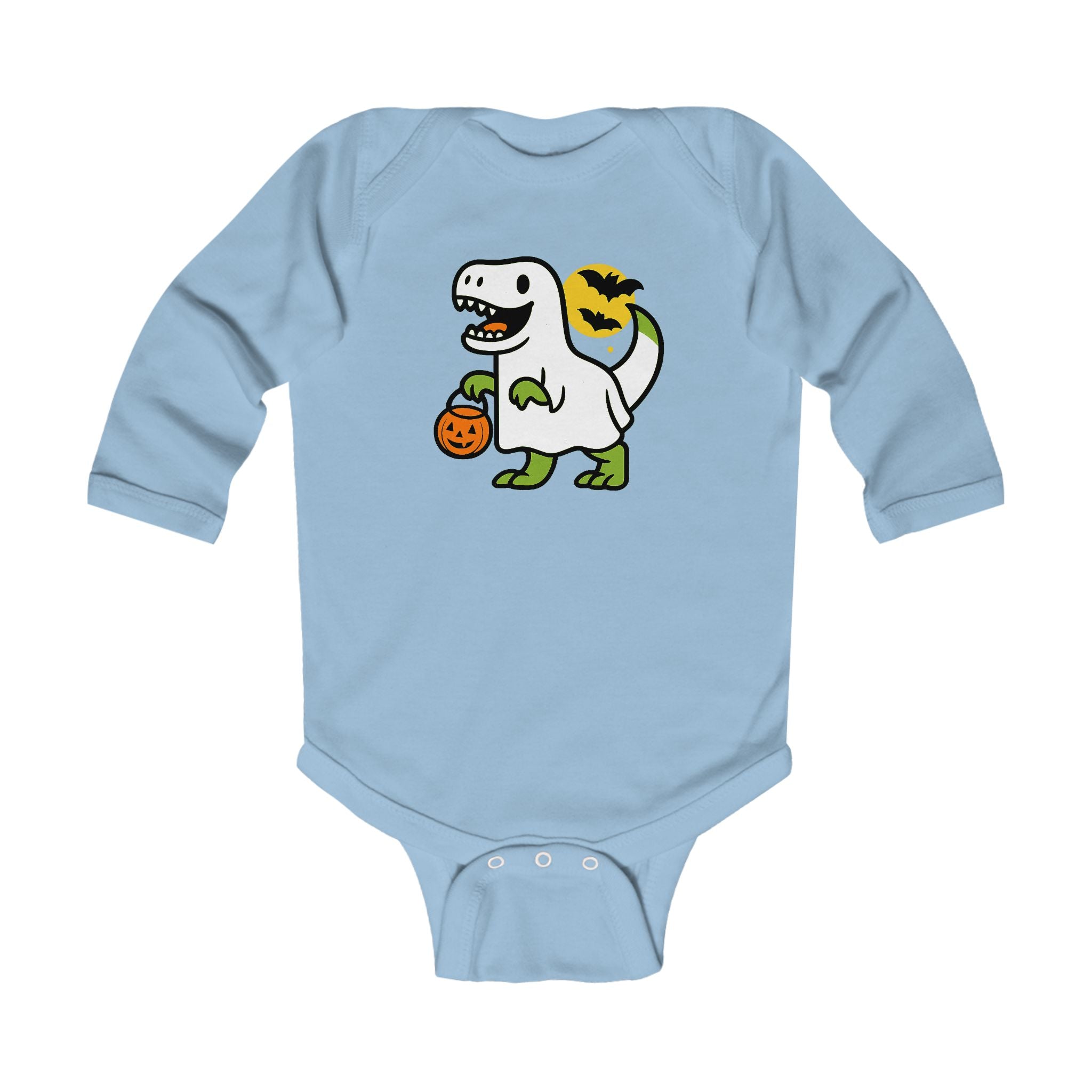 Dinosaur Ghost Halloween Baby Onesie Long Sleeve: Trick-or-Treat Dino Costume