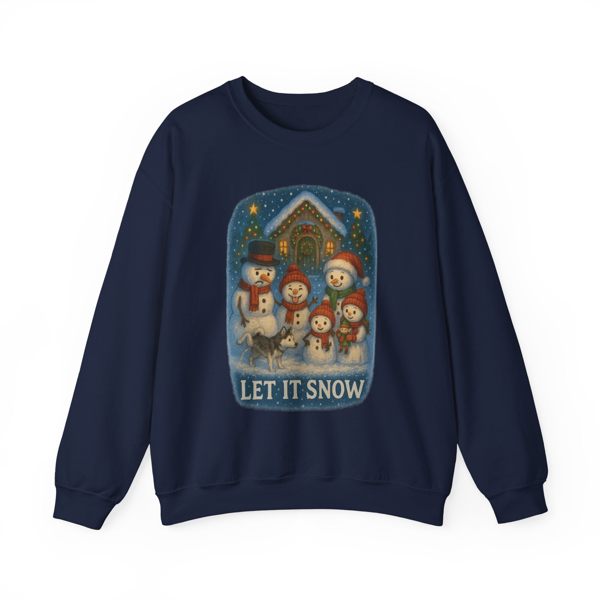 Silly Snowman family  "Let It Snow" Cozy Winter Sweatshirt