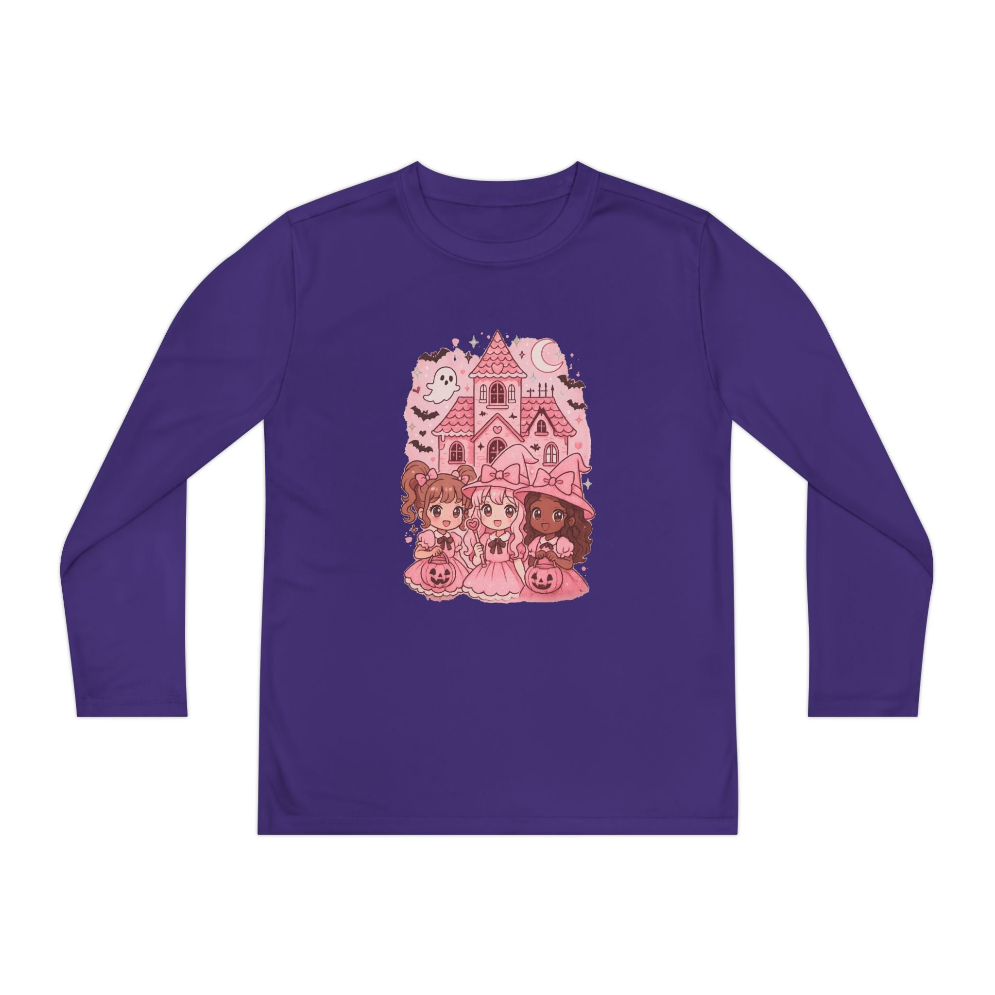 Anime Cartoon, Cute Girls Halloween Long Sleeve Tee, Trick or Treat Shirt, Kids Holiday Apparel, Fall Fashion for Girls