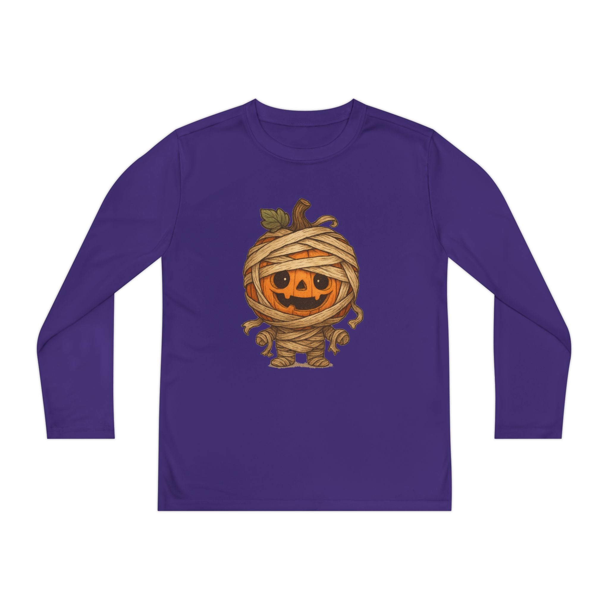 Mummy Pumpkin Youth Long Sleeve Tee, Perfect for Halloween, Kids Apparel, Autumn Style