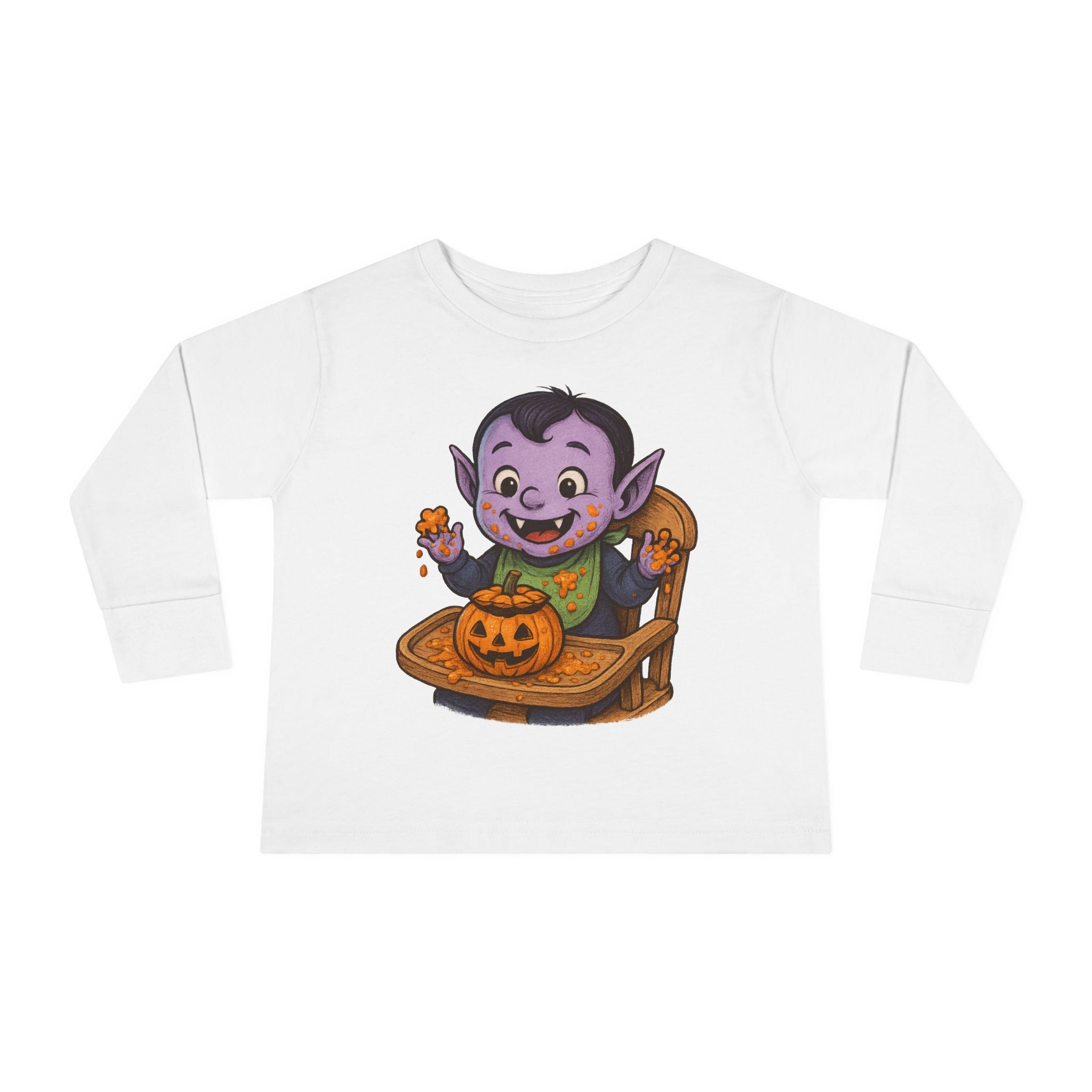 Toddler Halloween Long Sleeve Tee, Cute Vampire Design, Spooky Season Apparel, Kids Fall Clothing