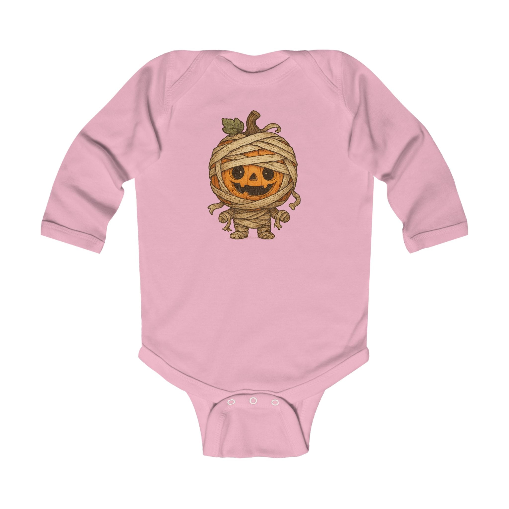 Adorable Halloween Infant Long Sleeve Bodysuit, Cute Pumpkin Mummy Costume, Baby Halloween Outfit