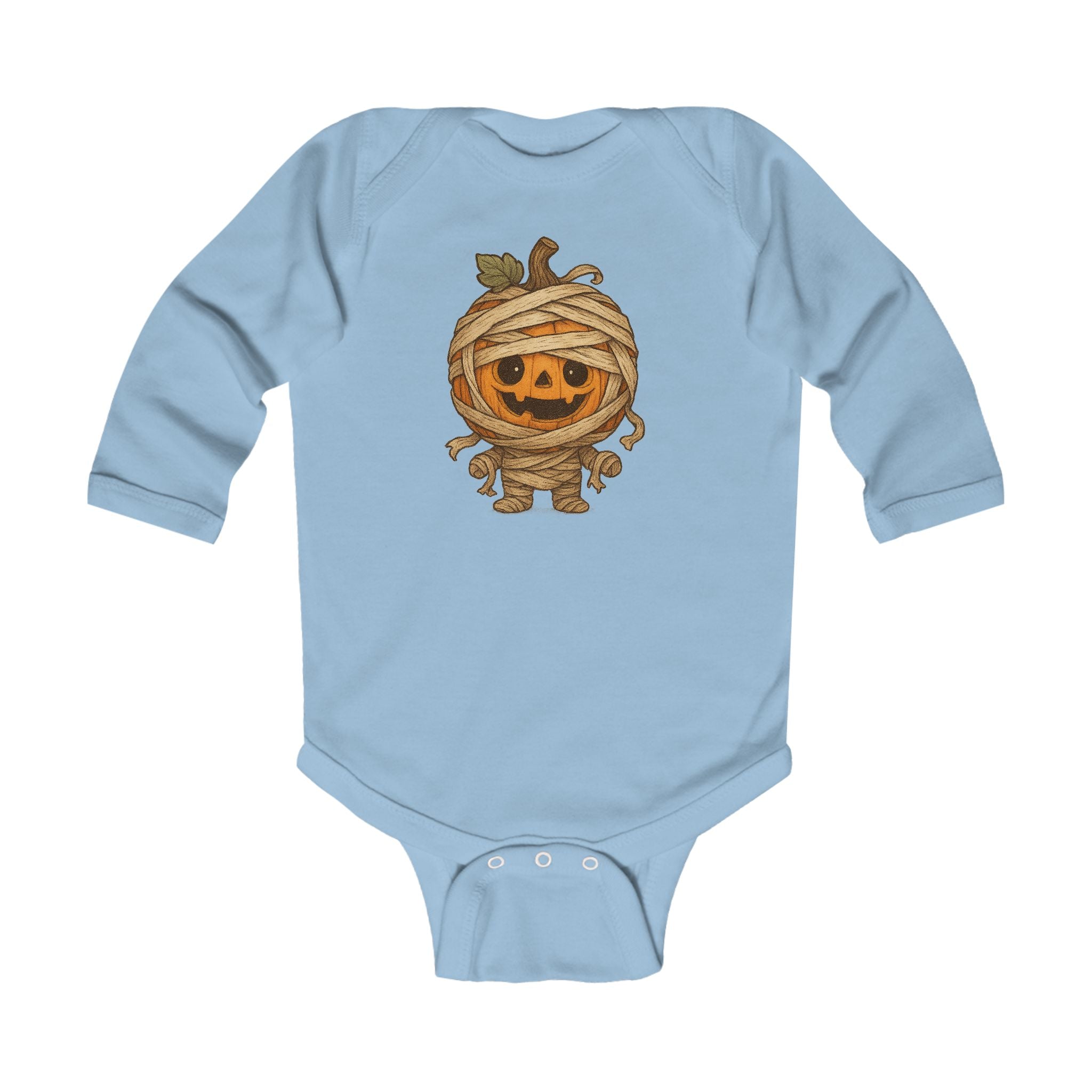 Adorable Halloween Infant Long Sleeve Bodysuit, Cute Pumpkin Mummy Costume, Baby Halloween Outfit