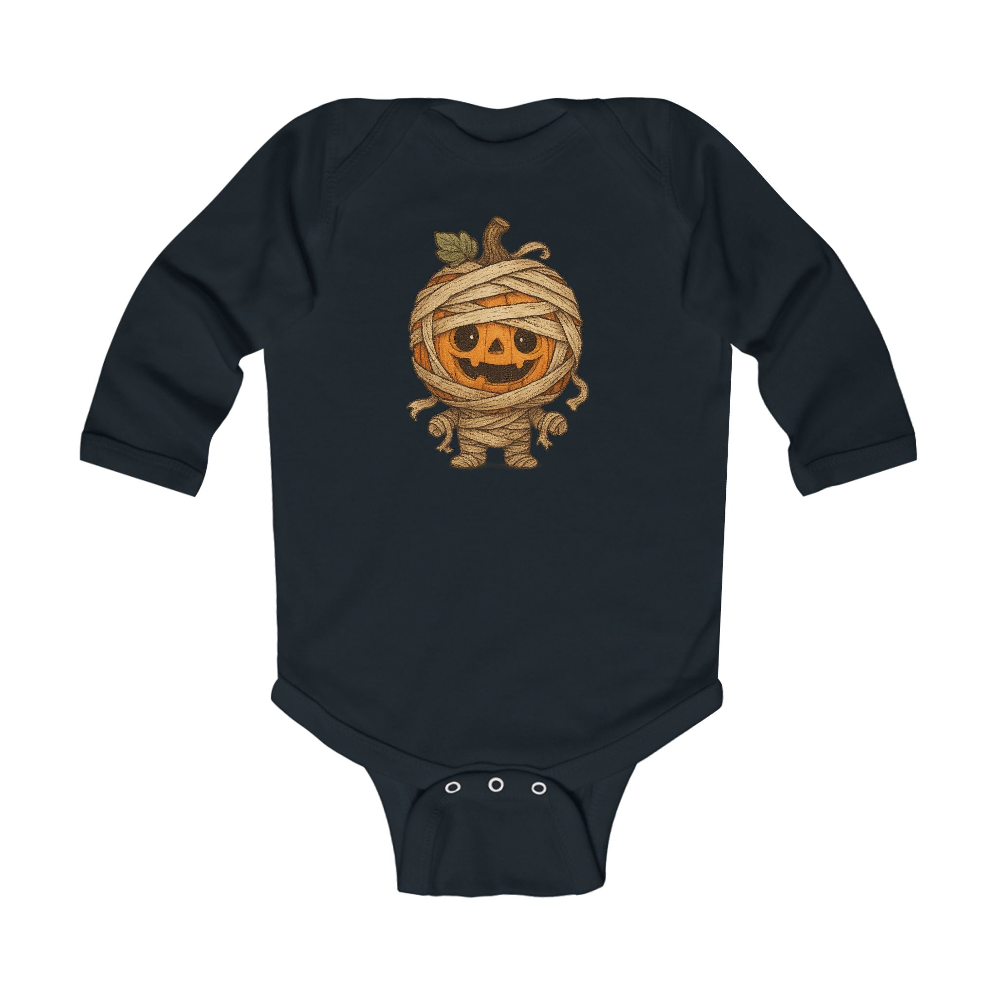 Adorable Halloween Infant Long Sleeve Bodysuit, Cute Pumpkin Mummy Costume, Baby Halloween Outfit