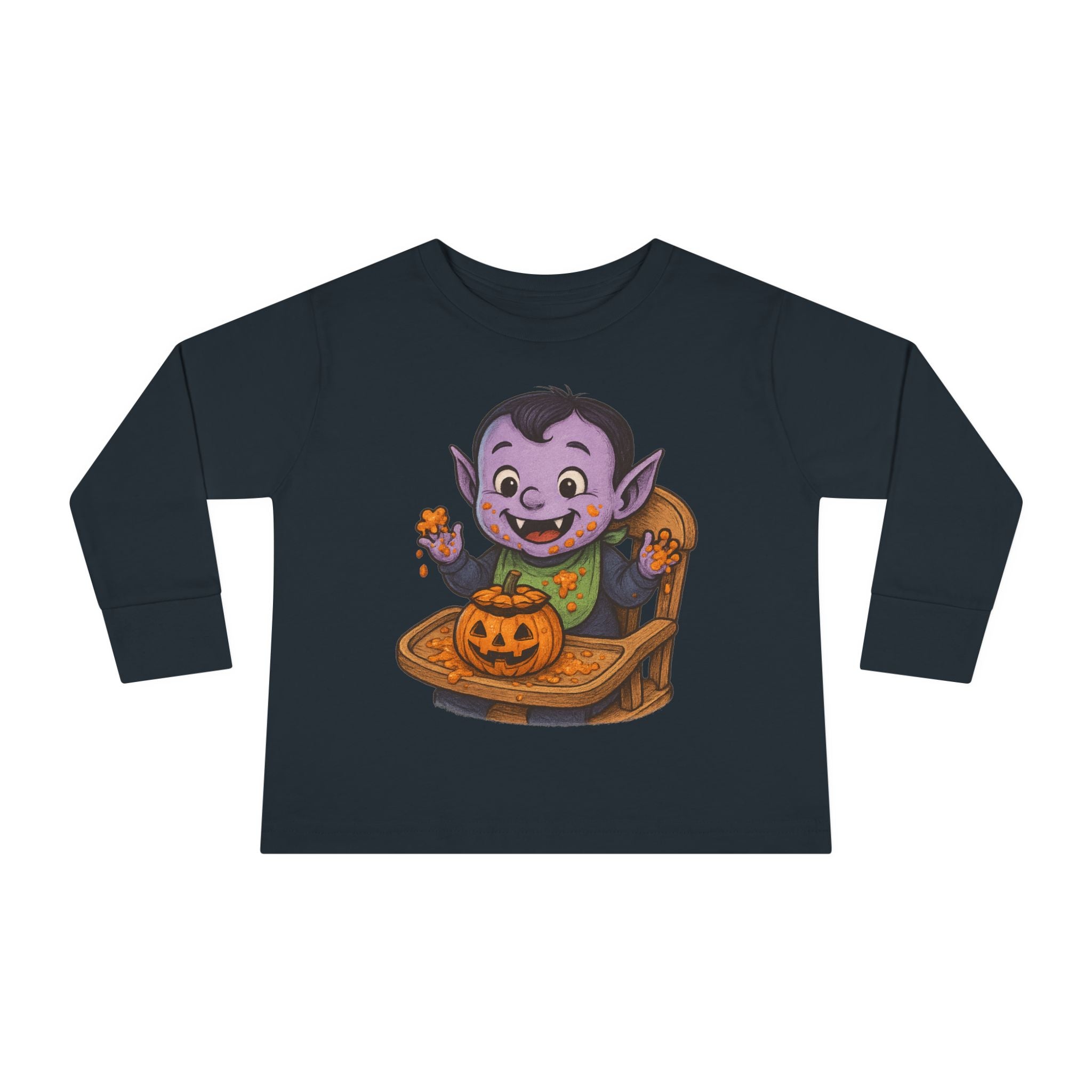 Toddler Halloween Long Sleeve Tee, Cute Vampire Design, Spooky Season Apparel, Kids Fall Clothing