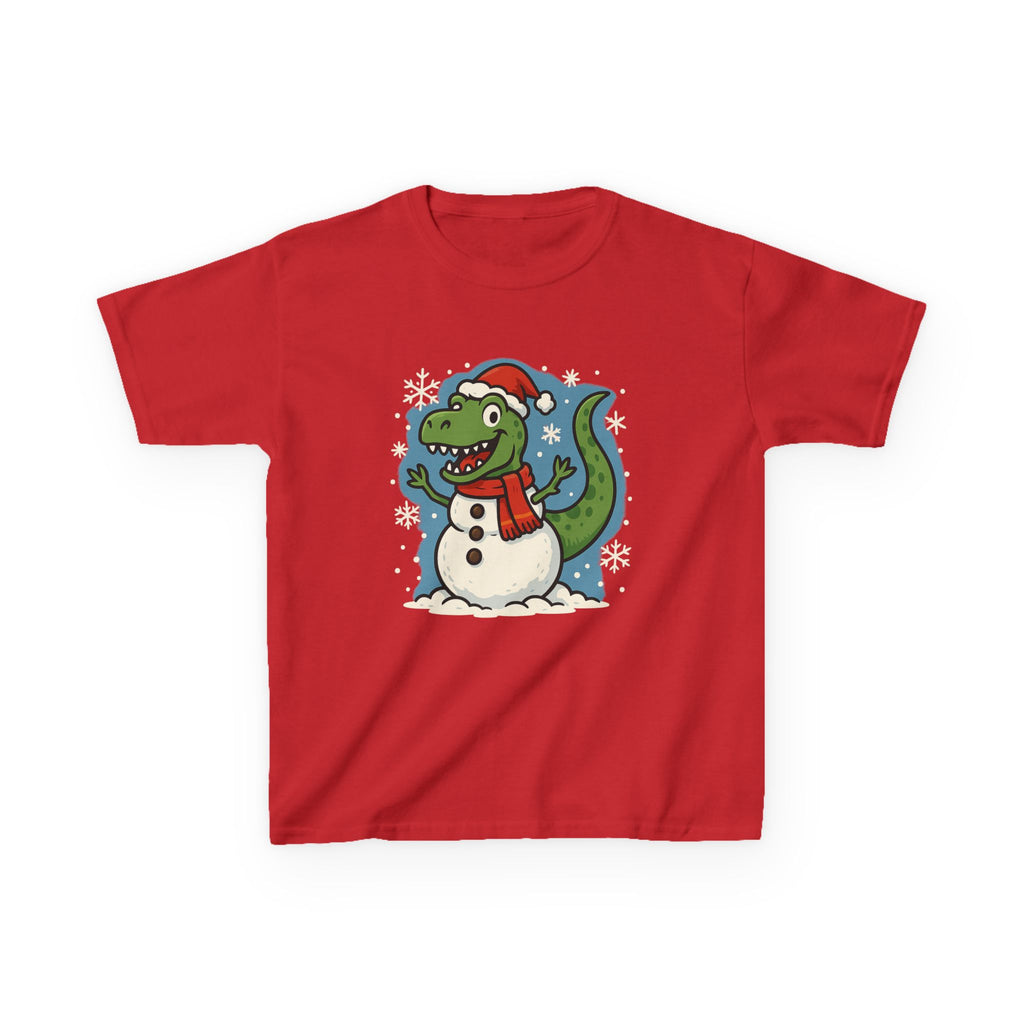Kids Dinosaur Snowman Christmas Holiday T-Shirt