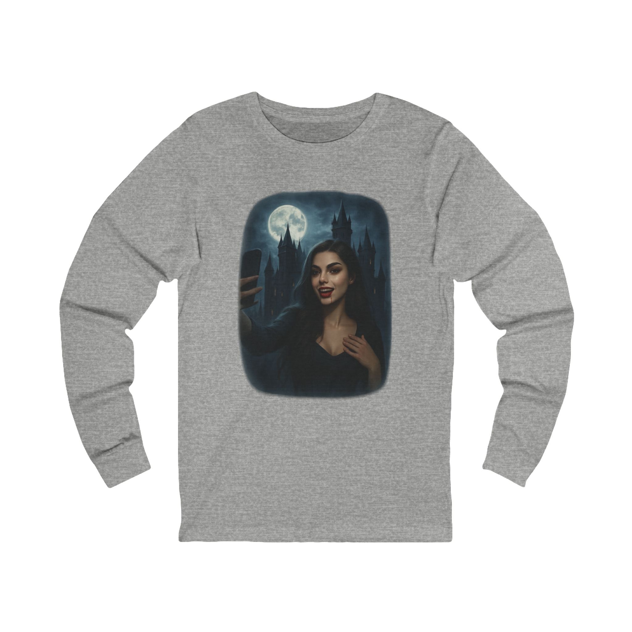 Influencer, Instagram Slefie Vampire, Long Sleeve Tee, Perfect for Halloween, Unique Gift