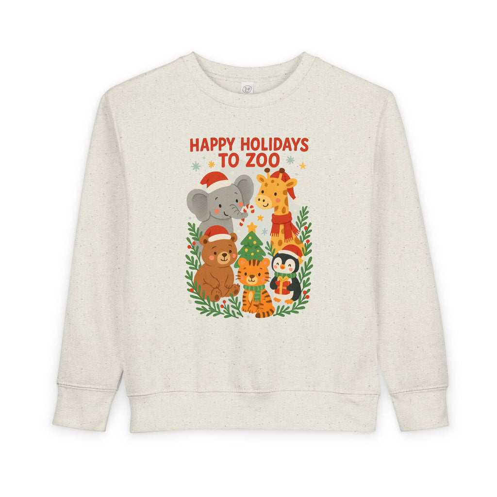 Toddler Sweatshirt - "Happy Holidays to Zoo" Cute Christmas Animal Crewneck