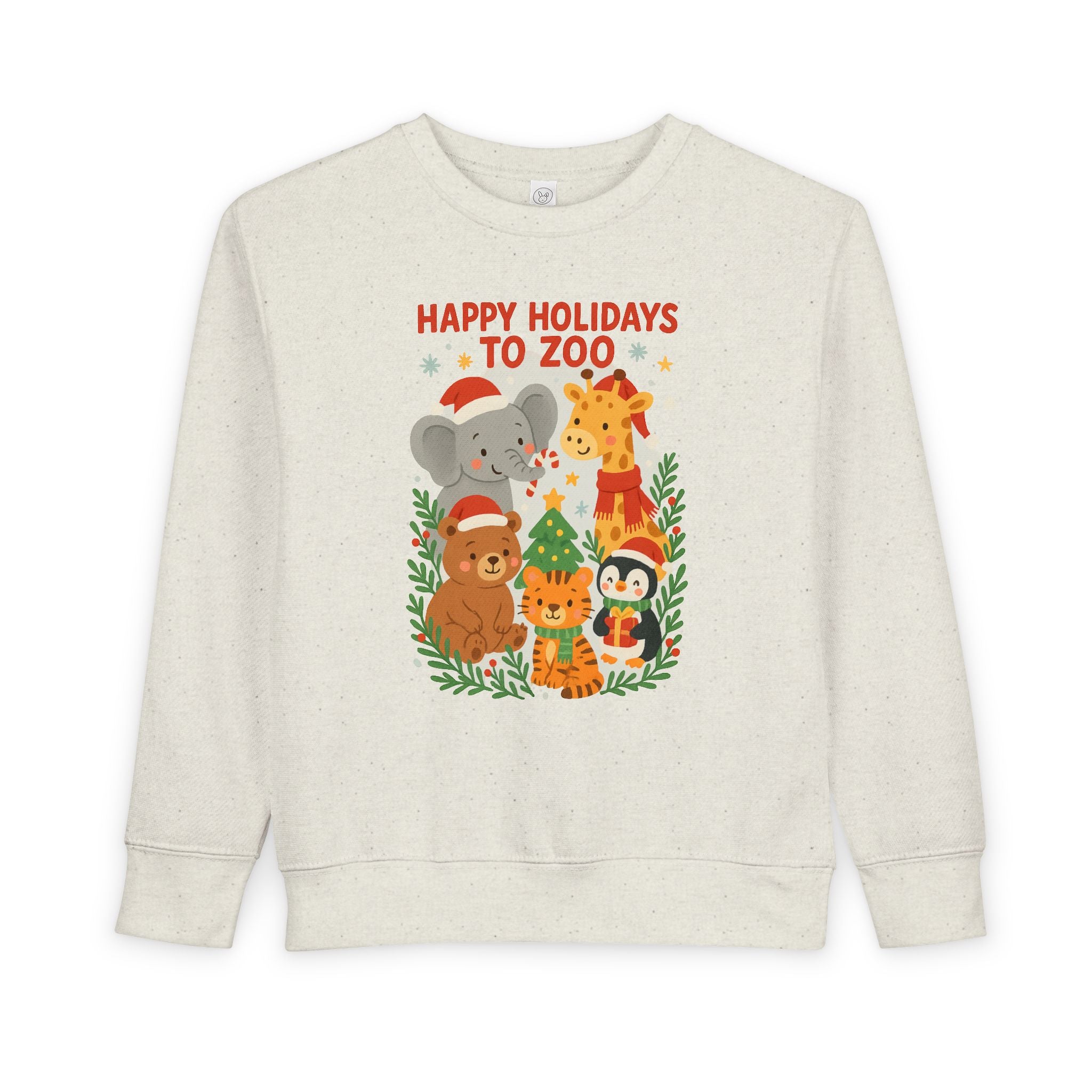 Toddler Sweatshirt - "Happy Holidays to Zoo" Cute Christmas Animal Crewneck