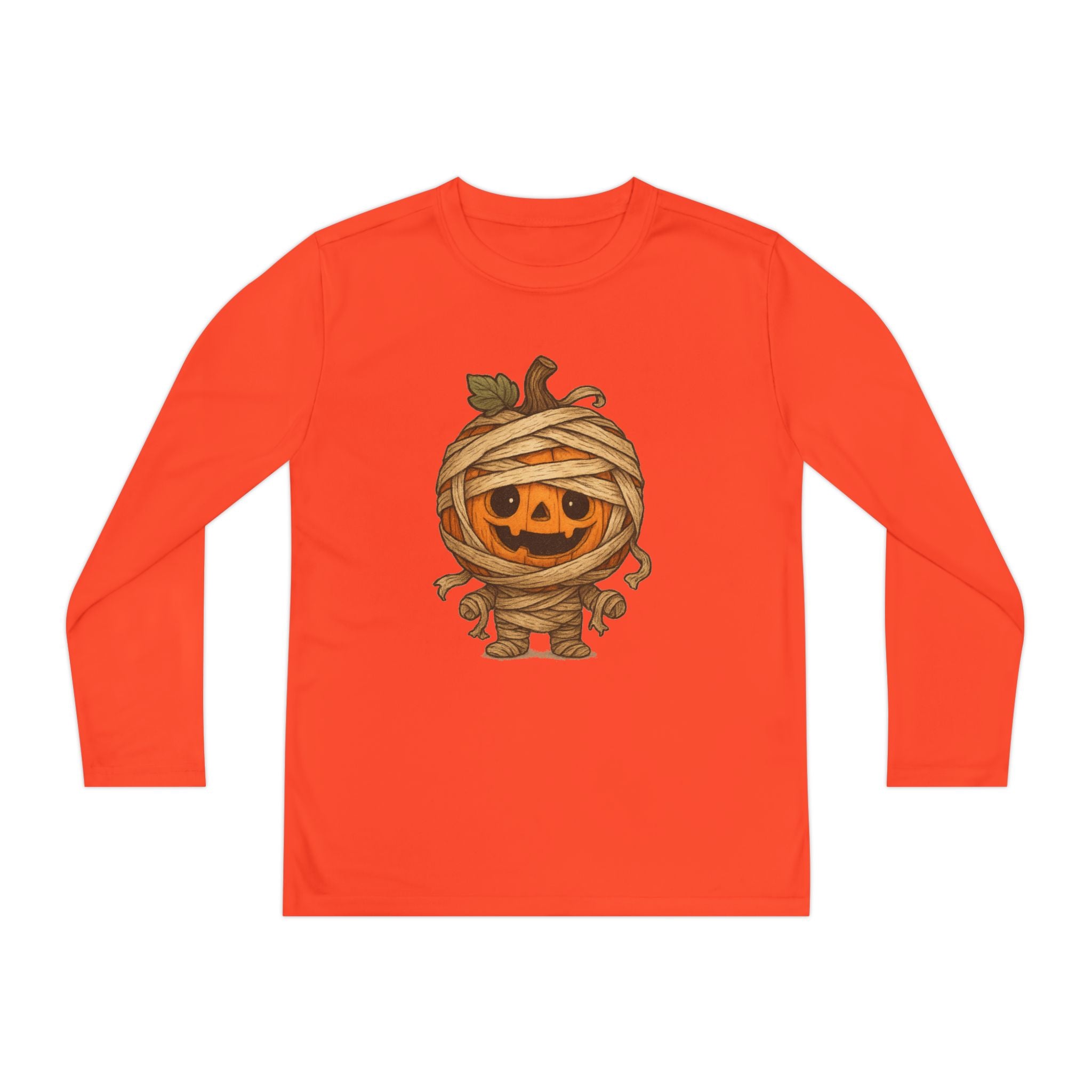 Mummy Pumpkin Youth Long Sleeve Tee, Perfect for Halloween, Kids Apparel, Autumn Style