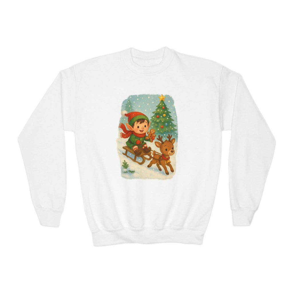 Cute Christmas Elf & Reindeer Holiday Sweatshirt