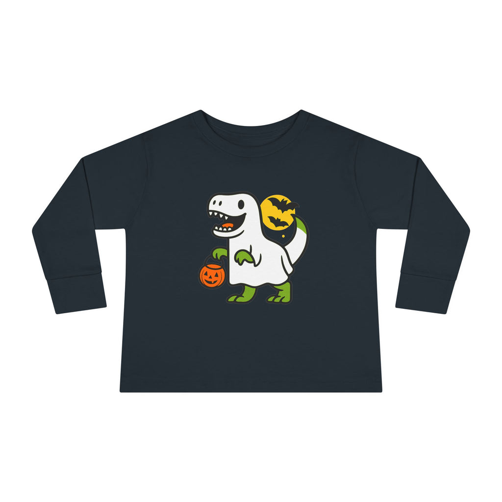 Cute Dino Halloween Toddler Long Sleeve Tee, Kids Halloween Shirt, Dinosaur Costume Top, Toddler Apparel, Fall Fashion