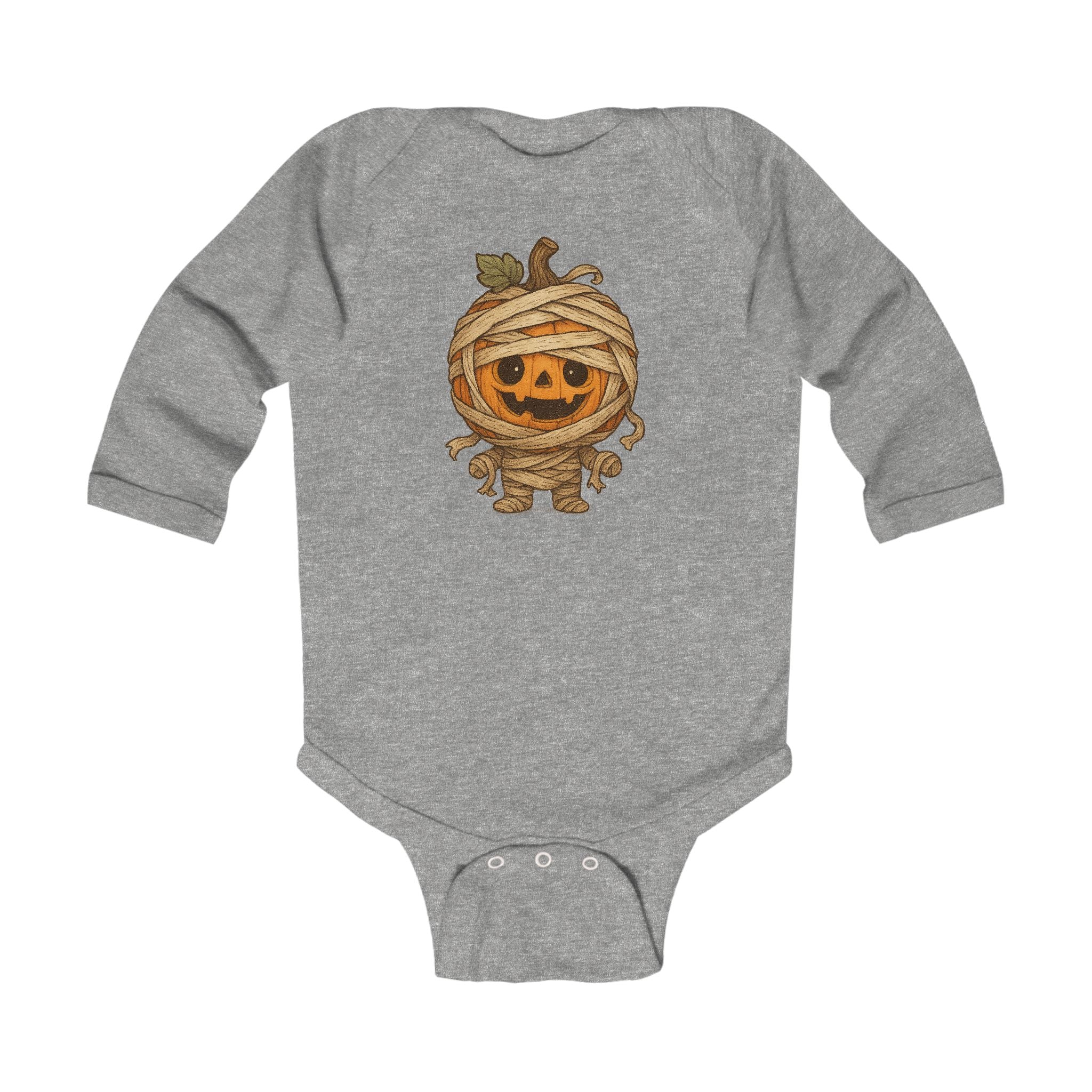 Adorable Halloween Infant Long Sleeve Bodysuit, Cute Pumpkin Mummy Costume, Baby Halloween Outfit