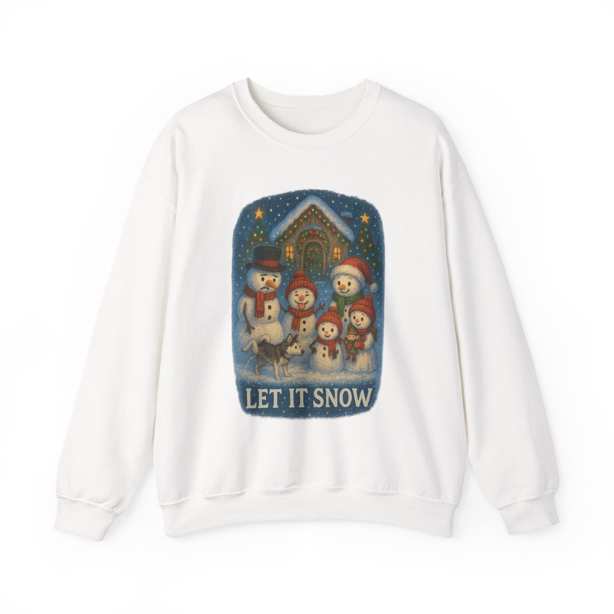 Silly Snowman family  "Let It Snow" Cozy Winter Sweatshirt
