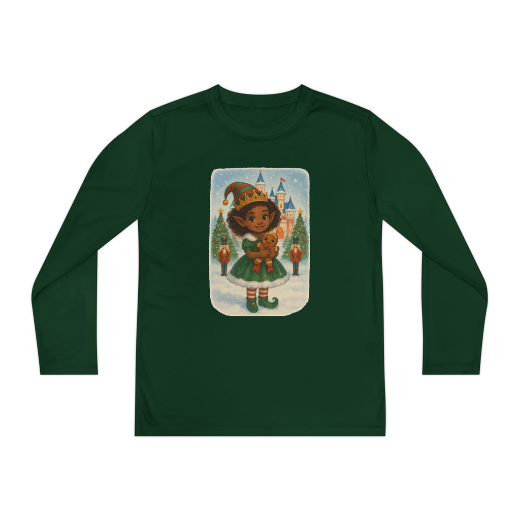 Festive Youth Long Sleeve Tee - Holiday Christmas Elf Princess