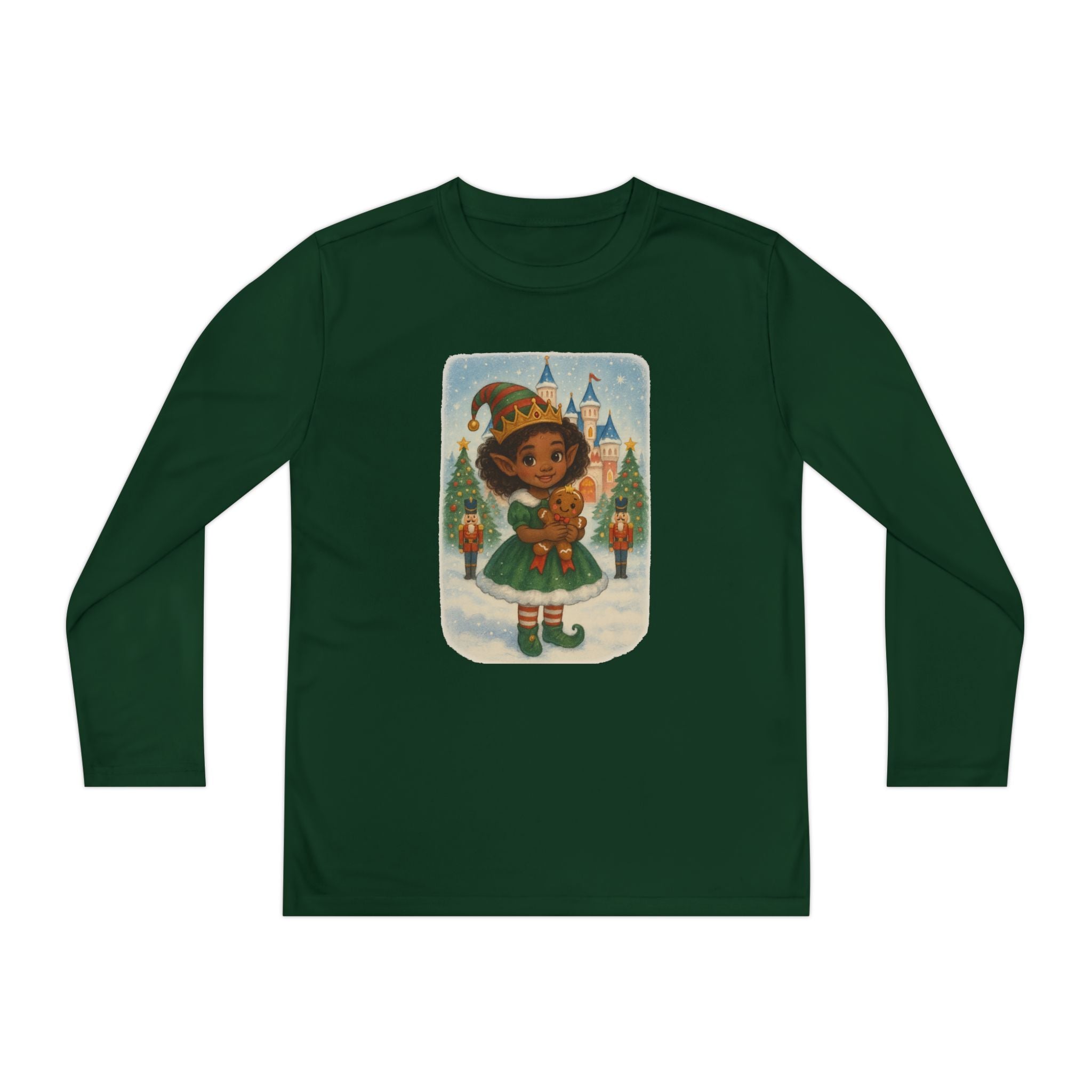 Festive Youth Long Sleeve Tee - Holiday Christmas Elf Princess