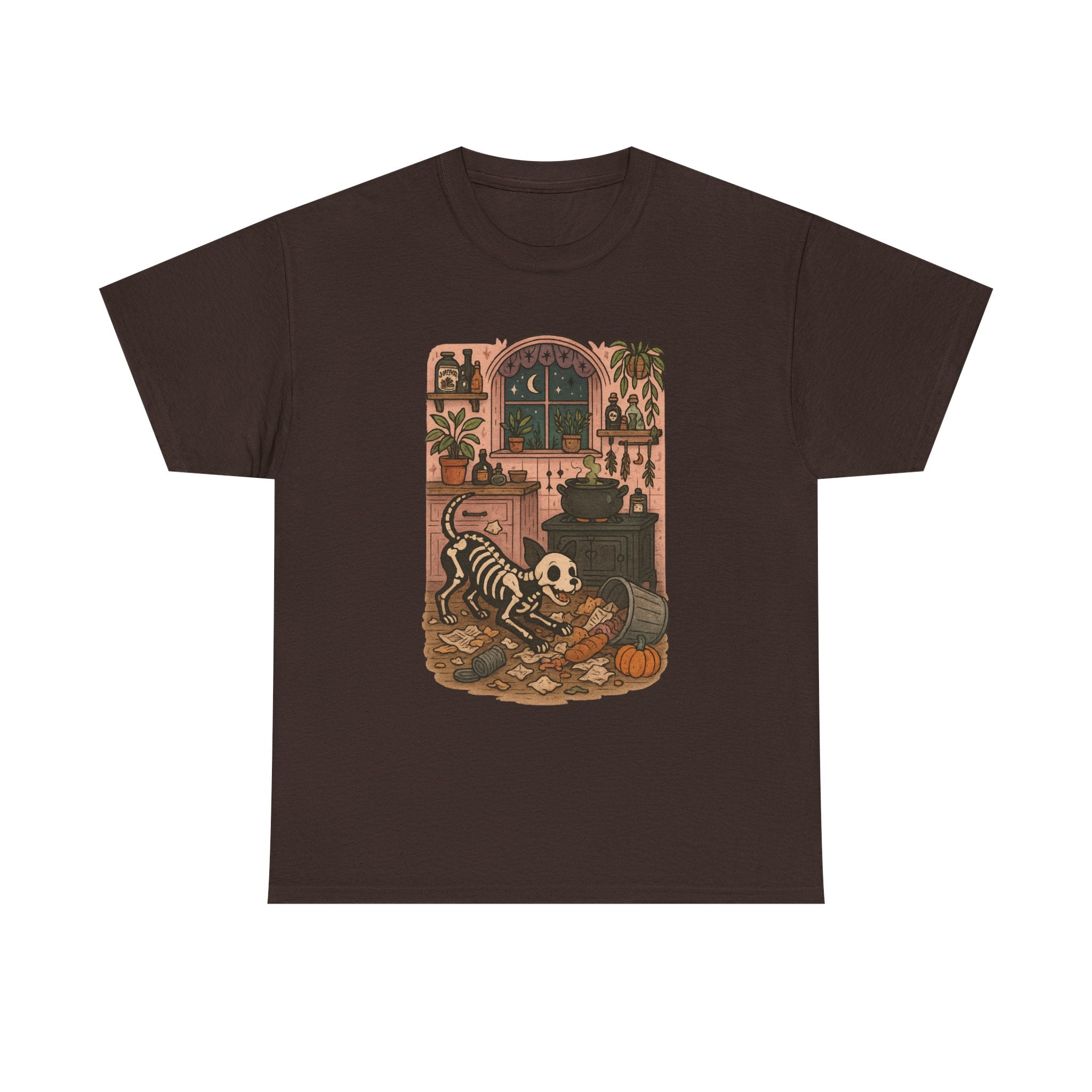 Halloween Skeleton Tee, Unisex Cotton Shirt, Dog Lovers, Spooky Season Apparel, Fall Outfit, Unique Halloween Gift