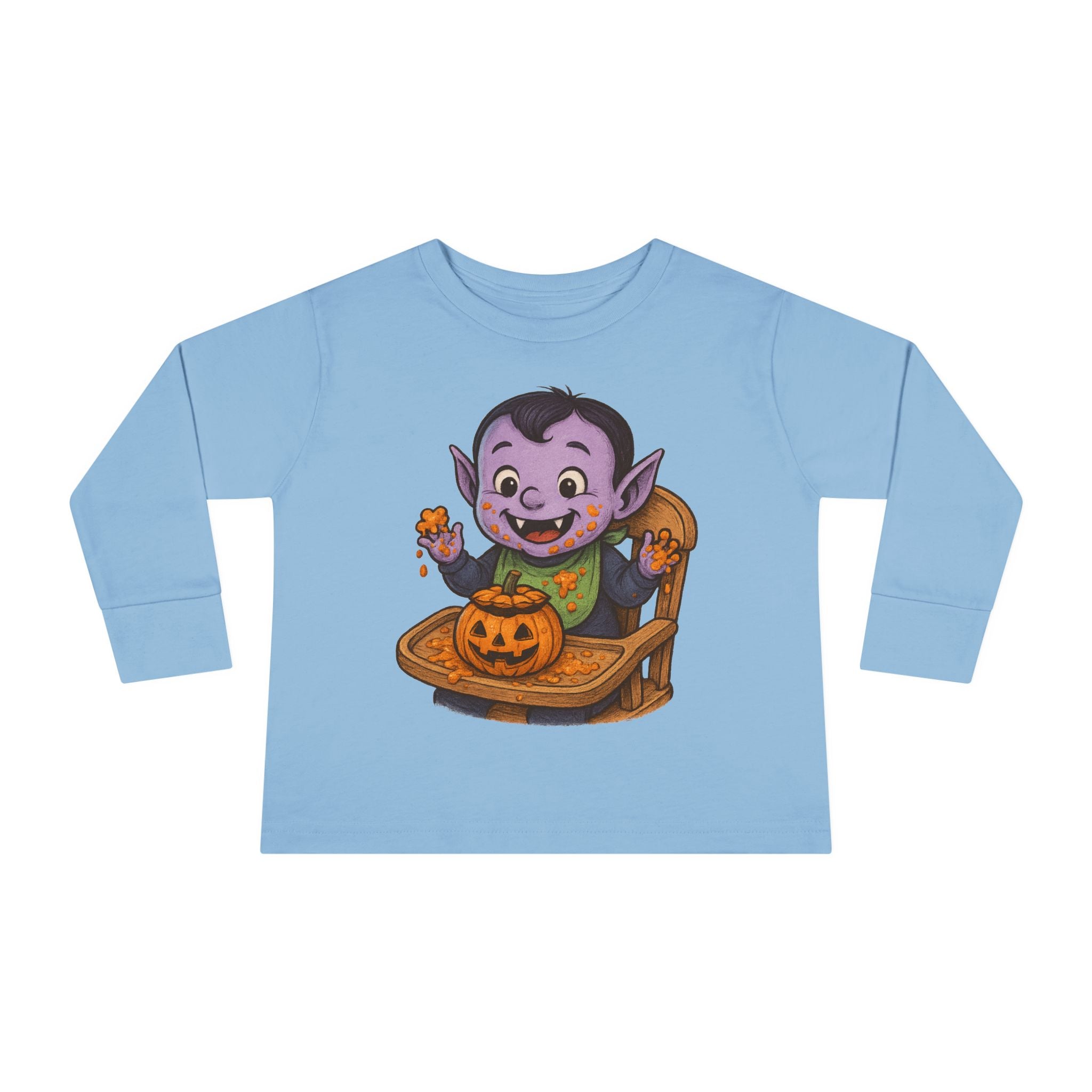 Toddler Halloween Long Sleeve Tee, Cute Vampire Design, Spooky Season Apparel, Kids Fall Clothing