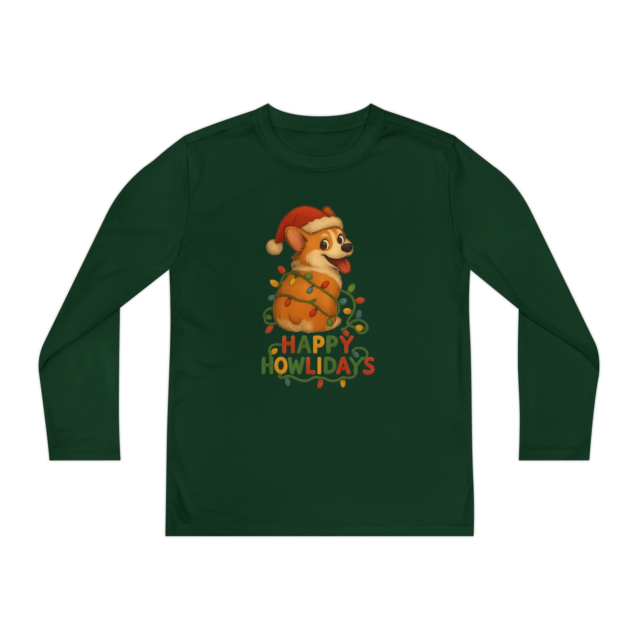Happy Howlidays Corgi Christmas Holiday Kids Long Sleeve Tee