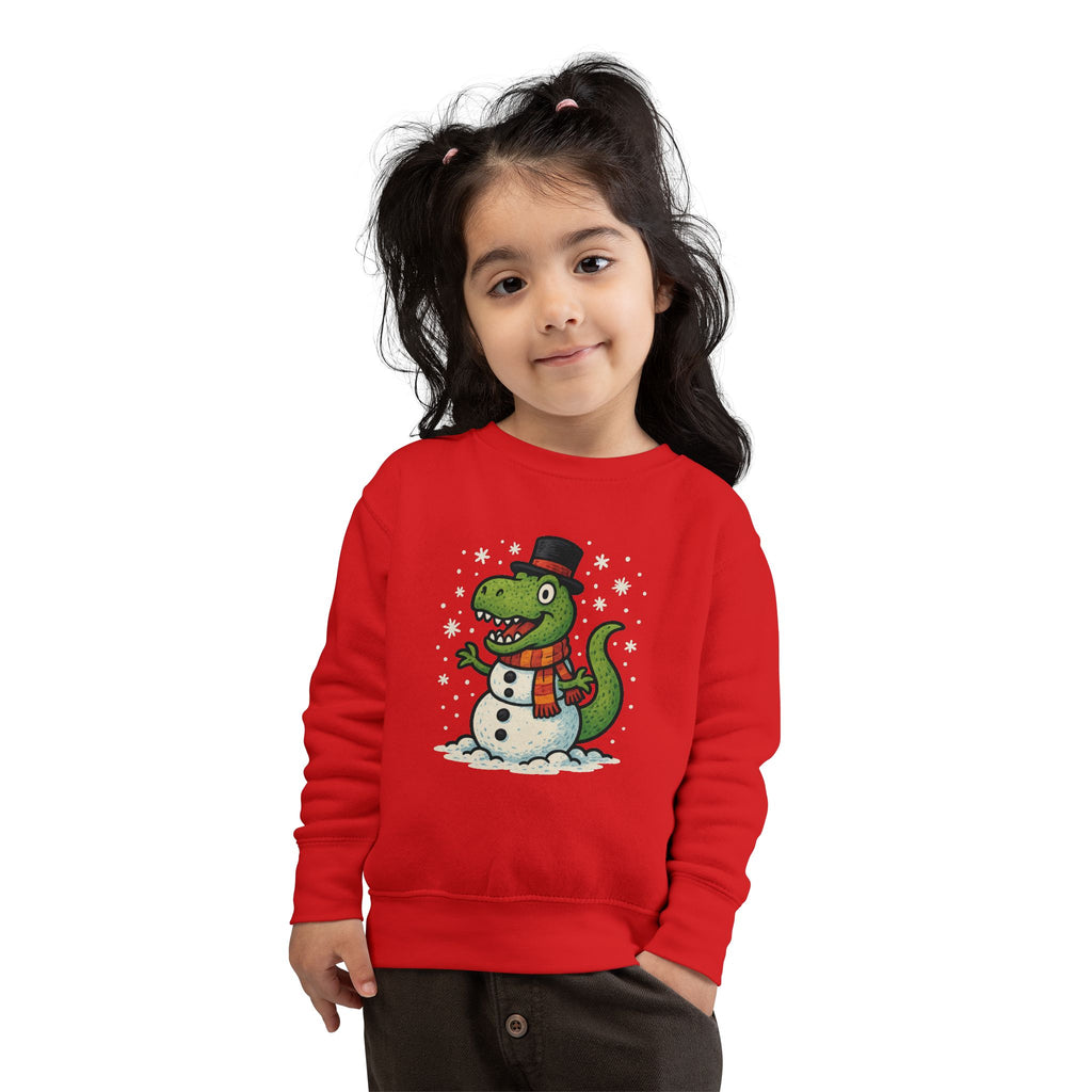 Kids Holiday Sweatshirt Cute T-Rex Dinosaur Snowman Christmas Pullover for Toddlers