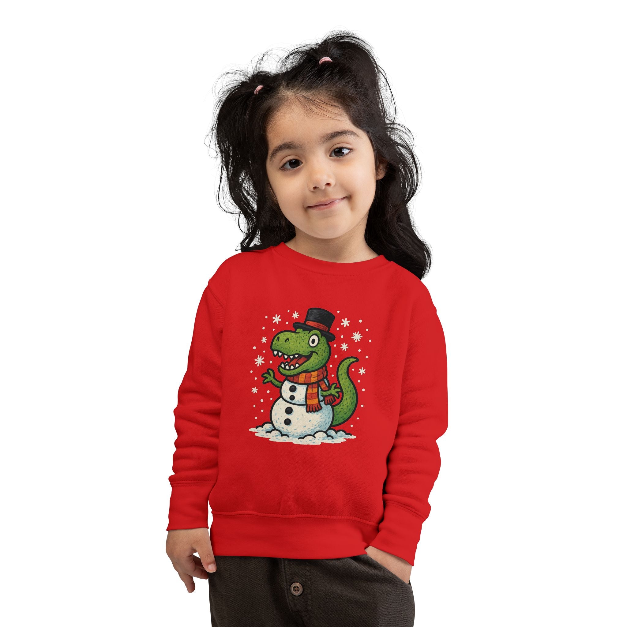 Kids Holiday Sweatshirt Cute T-Rex Dinosaur Snowman Christmas Pullover for Toddlers