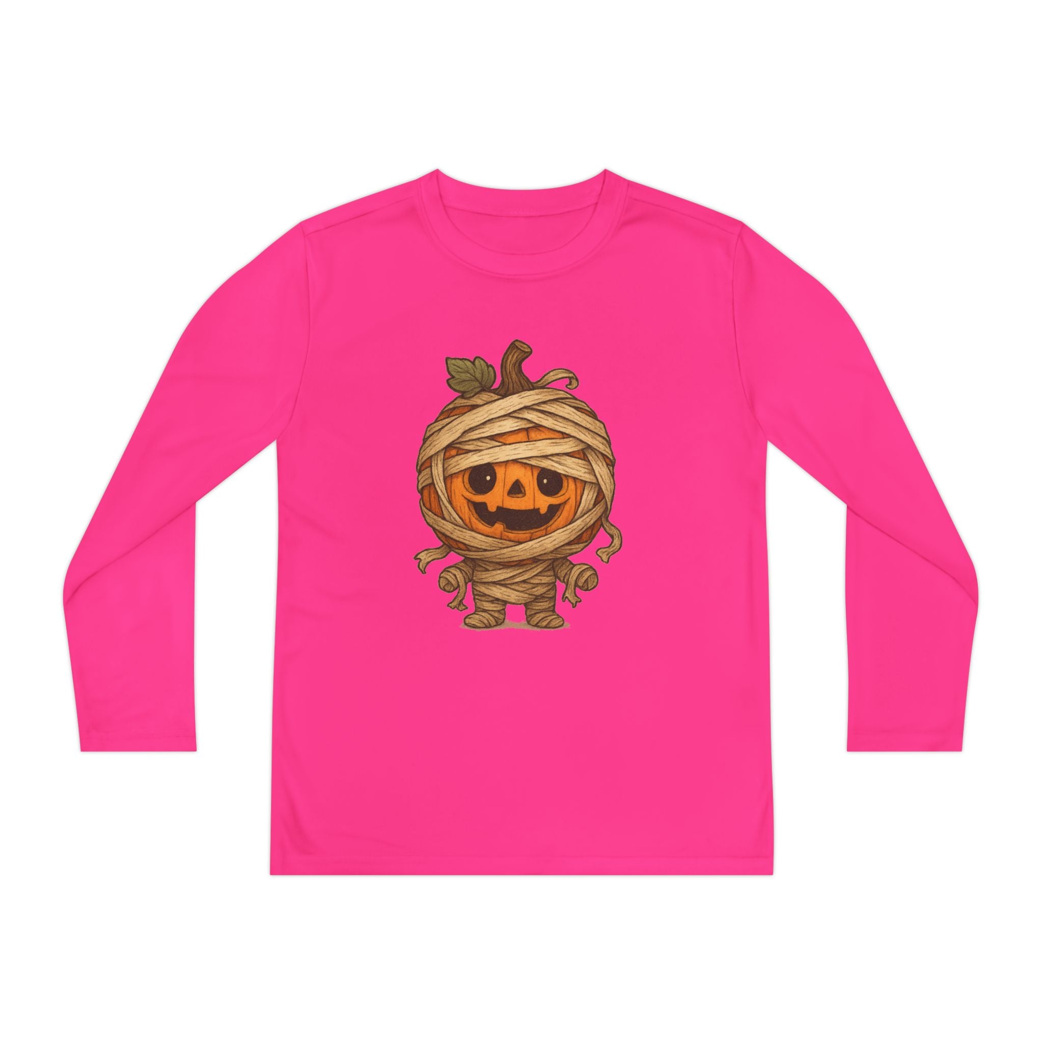 Mummy Pumpkin Youth Long Sleeve Tee, Perfect for Halloween, Kids Apparel, Autumn Style