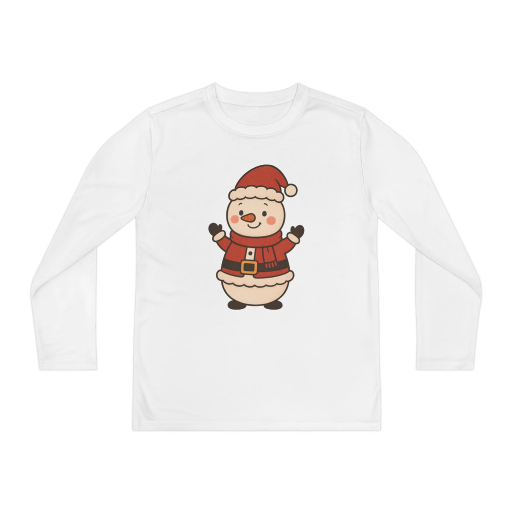 Kids Long-Sleeve Tee — Cute Santa Claus Snowman Christmas Shirt