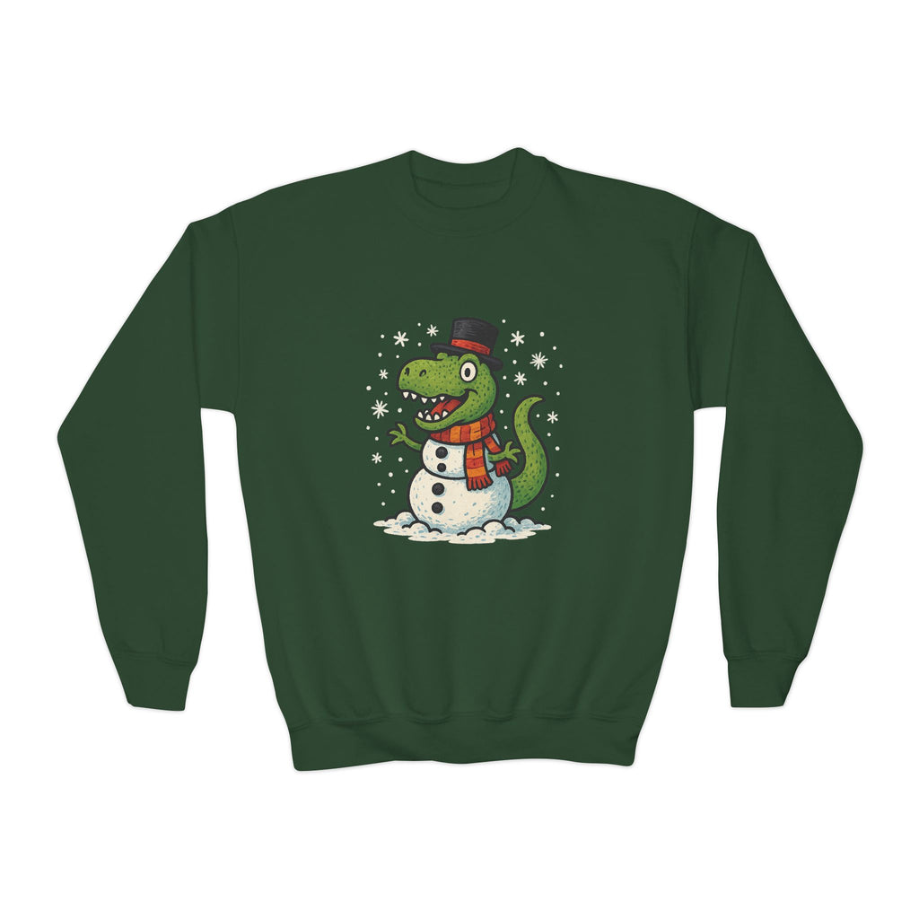 Cute T-Rex Snowman Christmas Holiday Kids Sweatshirt