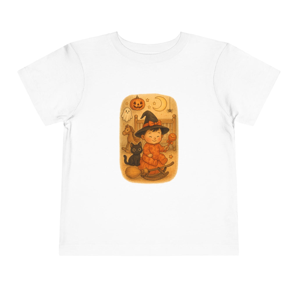 Whimsical Halloween Toddler Tee, Cute Witch Design, Toddler Halloween Costume, Spooky Fun Tee