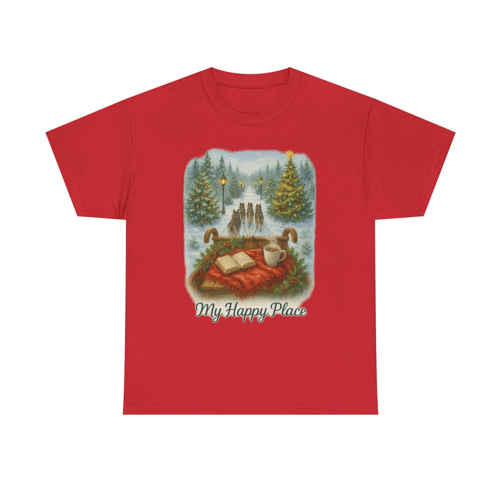 Christmas Tree Farm - 'My Happy Place' Sled Dog T-Shirt