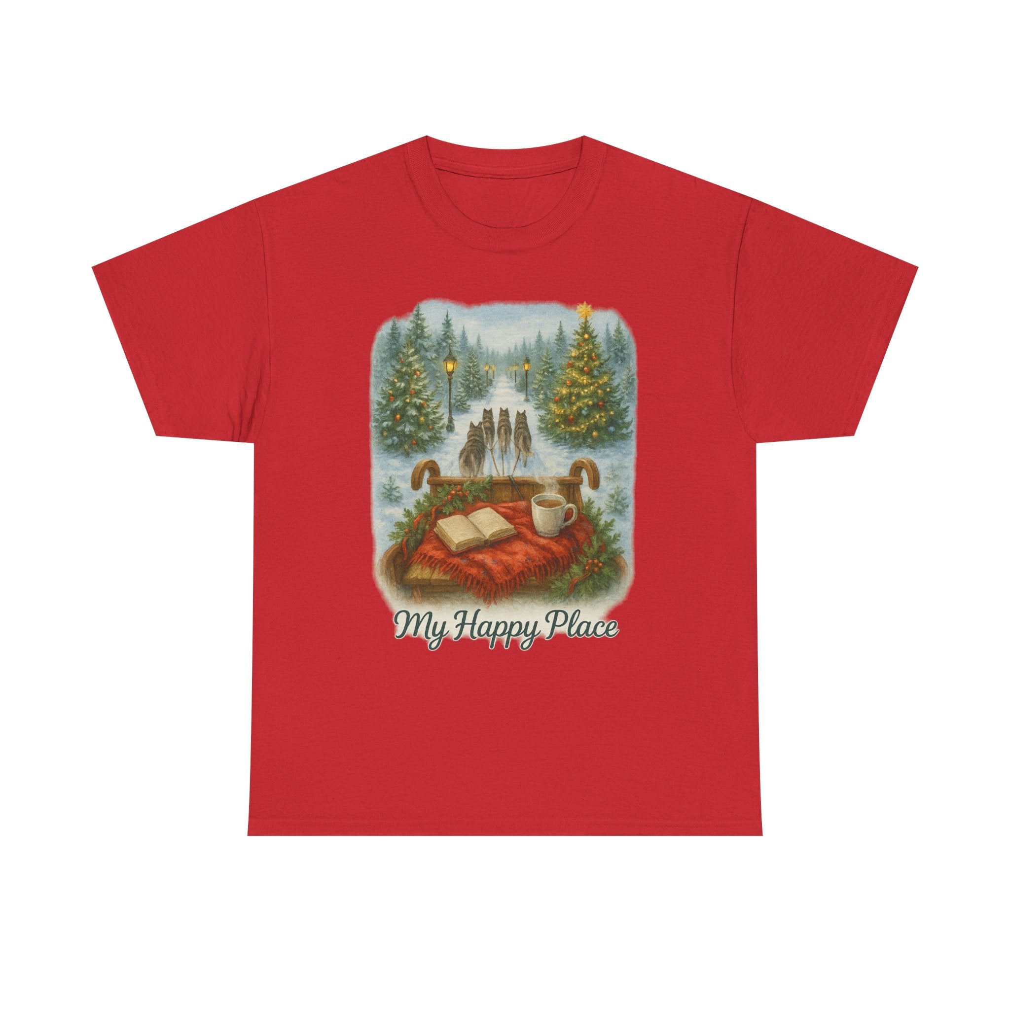 Christmas Tree Farm - 'My Happy Place' Sled Dog T-Shirt