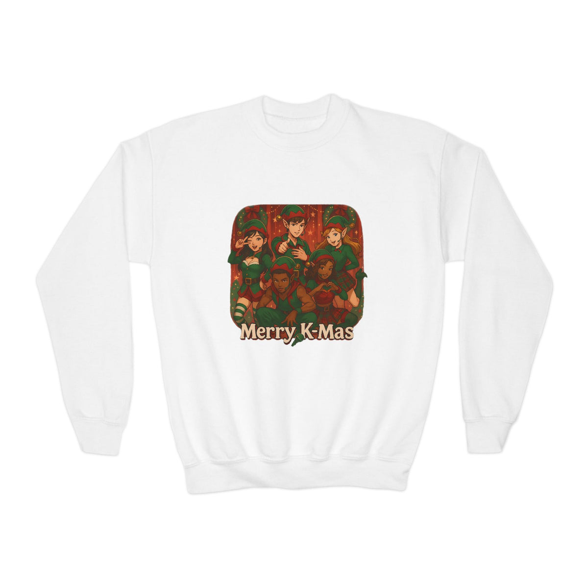 "Merry K-Mas" K-Pop Holiday Anime Cartoon Christmas Kids Sweatshirt