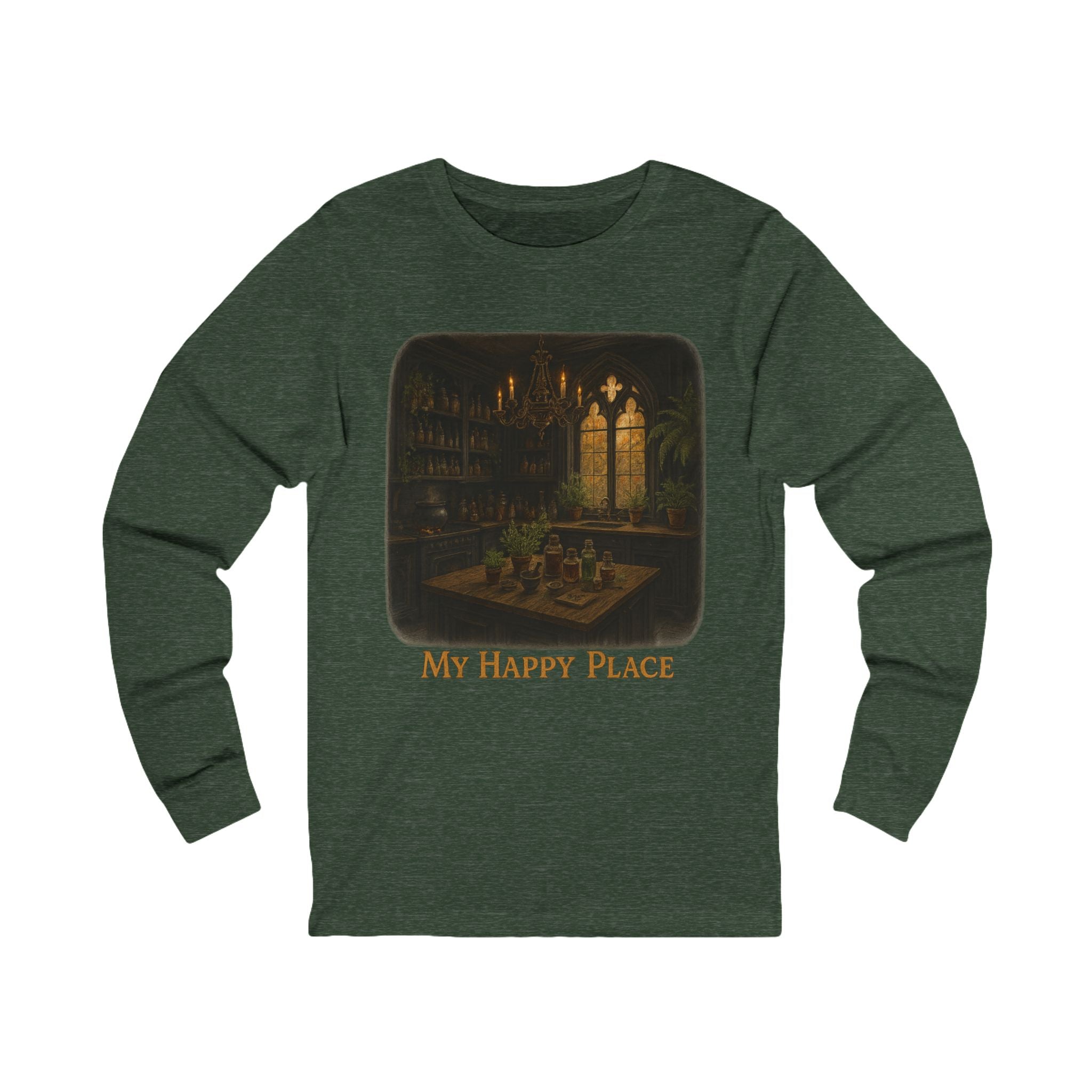 Cozy Unisex Long Sleeve Tee - 'My Happy Place' Shirt, Perfect Gift for Book Lovers, Relaxation Wear, Fall Fashion, Book Lovers