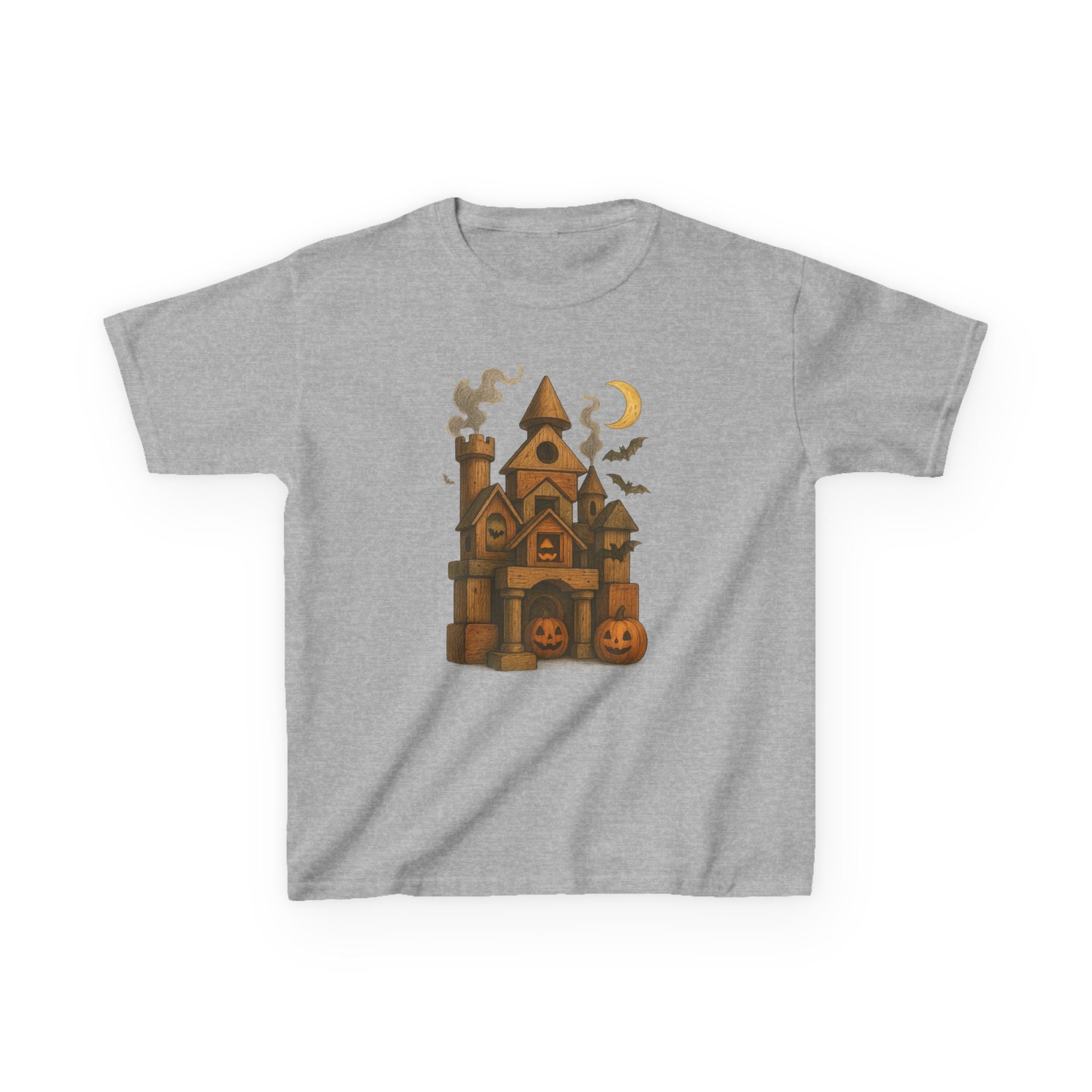 Spooky Wood Block Castle Kids Tee | Halloween T-Shirt, Fun Kids Clothes