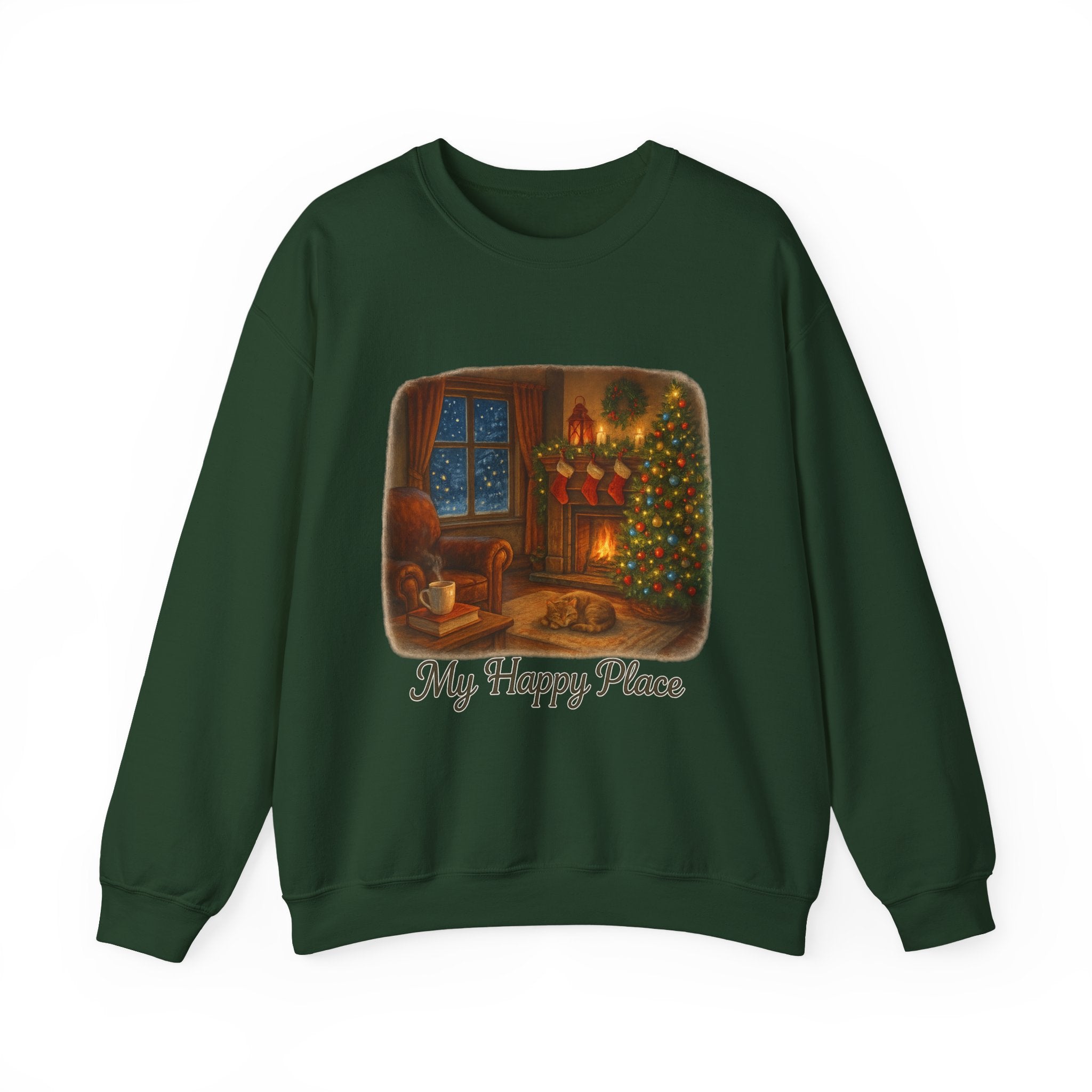 Christmas Living Room - 'My Happy Place' Holiday Crewneck Sweatshirt