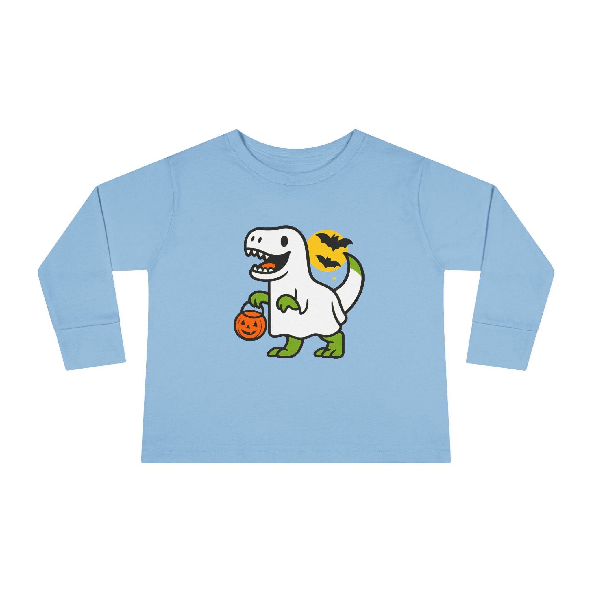 Cute Dino Halloween Toddler Long Sleeve Tee, Kids Halloween Shirt, Dinosaur Costume Top, Toddler Apparel, Fall Fashion