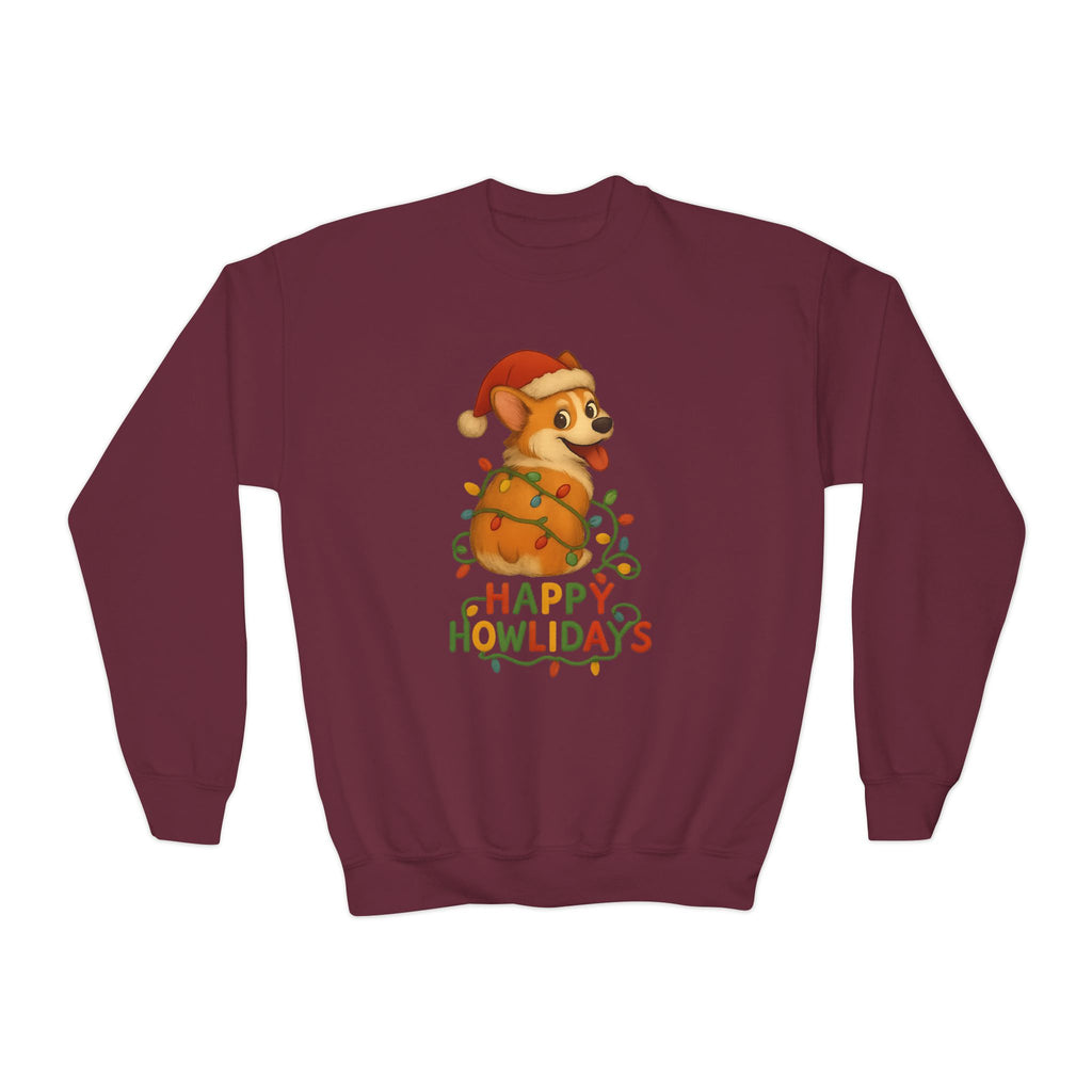 Happy Howlidays Corgi Christmas Holiday Kids Sweatshirt