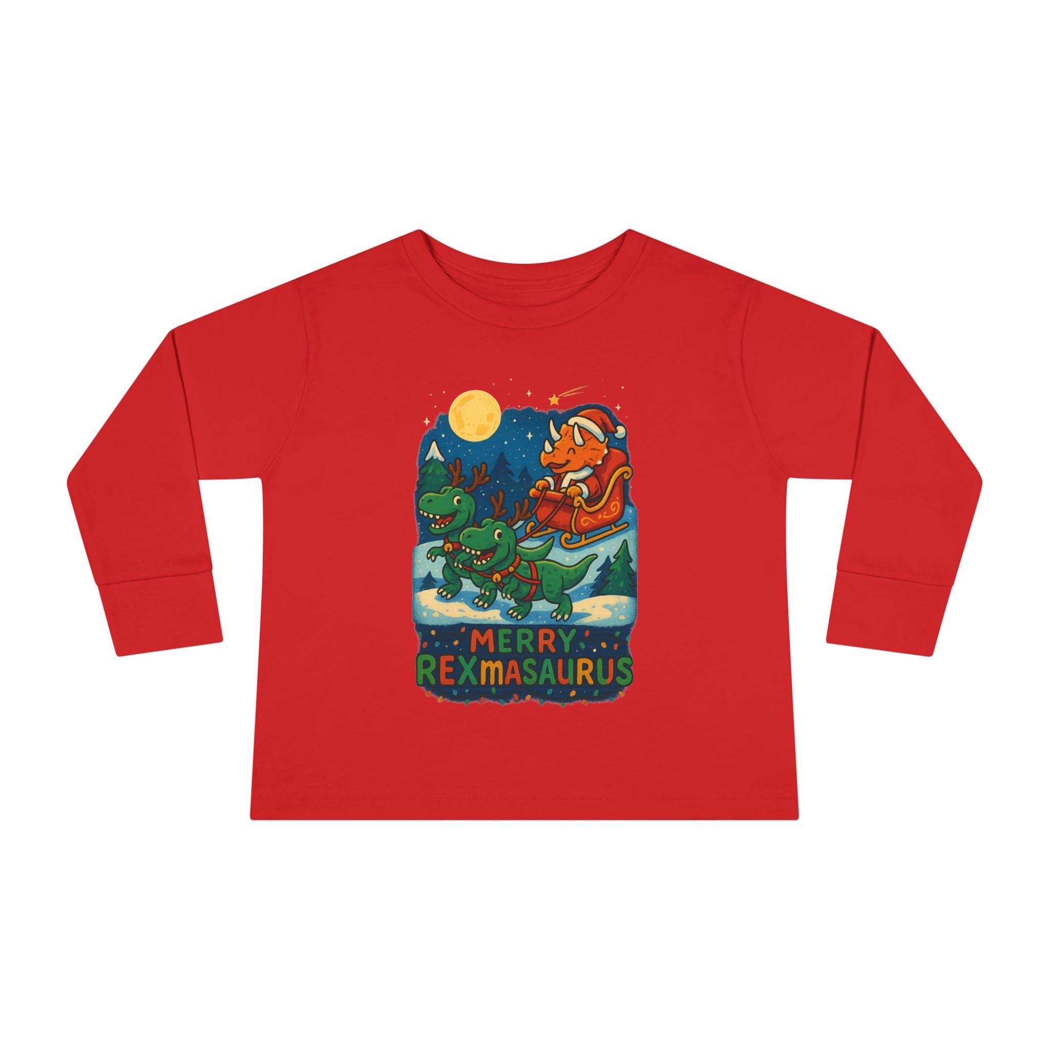 Toddler Long Sleeve Tee "Merry Rexmasaurus" Dino Christmas Shirt