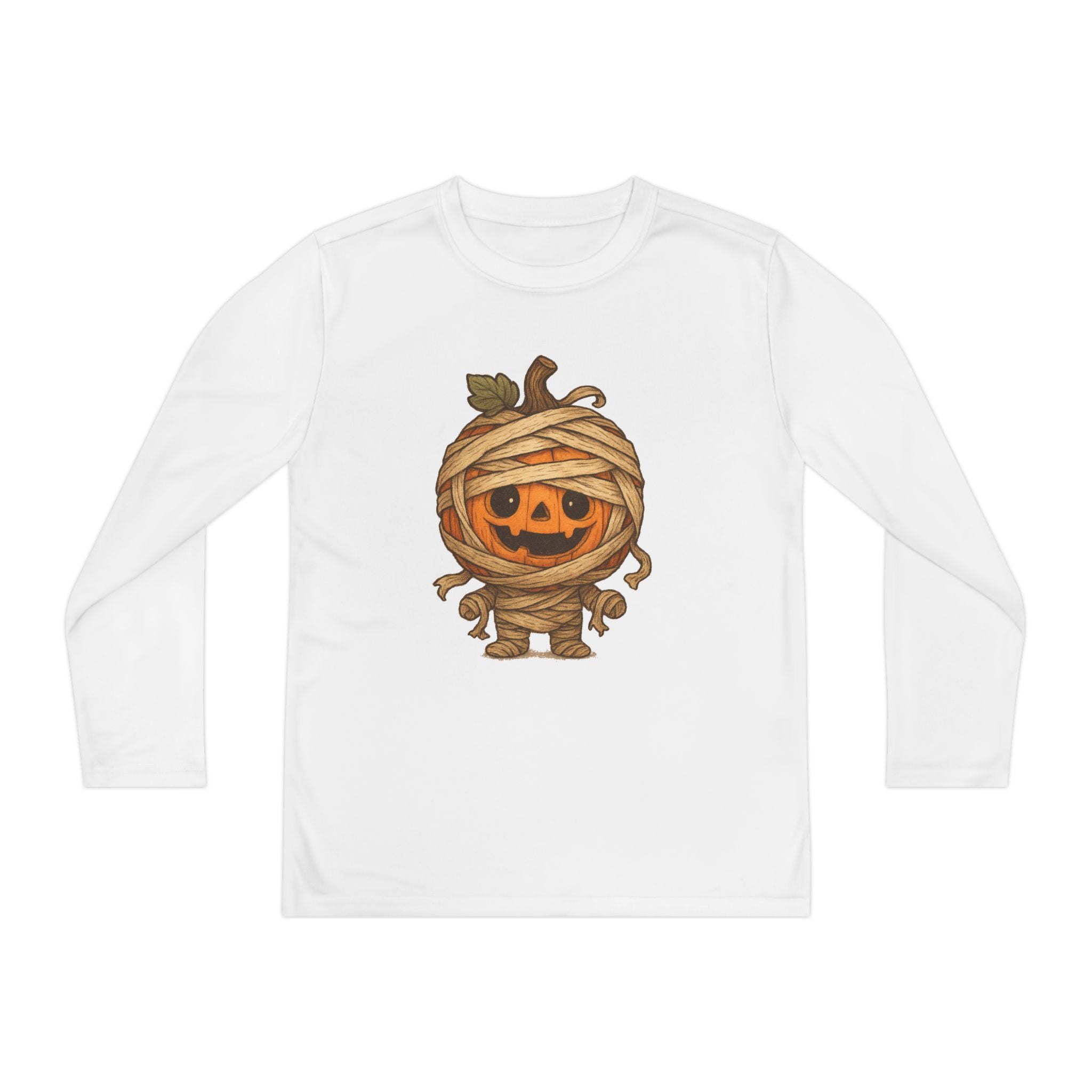 Mummy Pumpkin Youth Long Sleeve Tee, Perfect for Halloween, Kids Apparel, Autumn Style