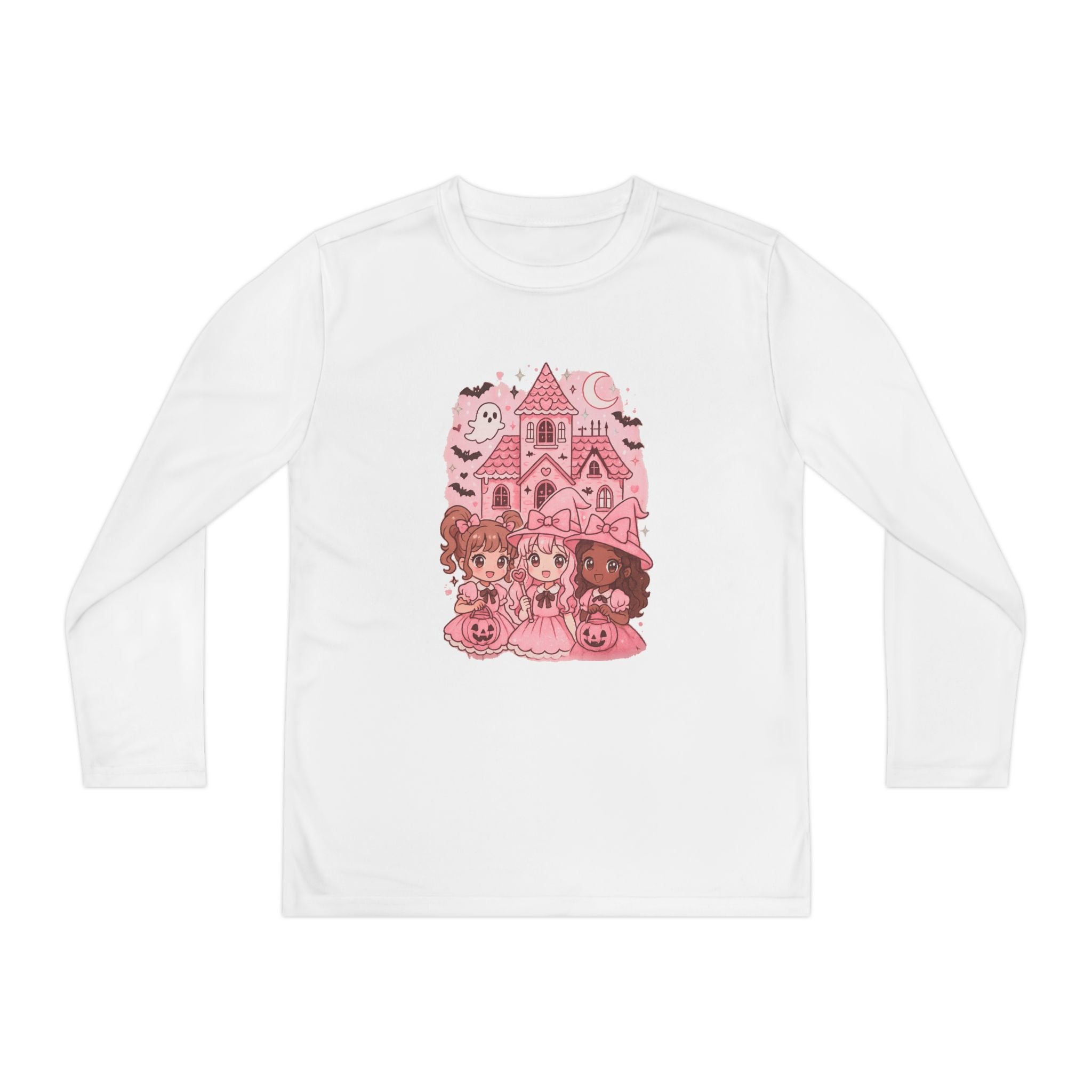 Anime Cartoon, Cute Girls Halloween Long Sleeve Tee, Trick or Treat Shirt, Kids Holiday Apparel, Fall Fashion for Girls