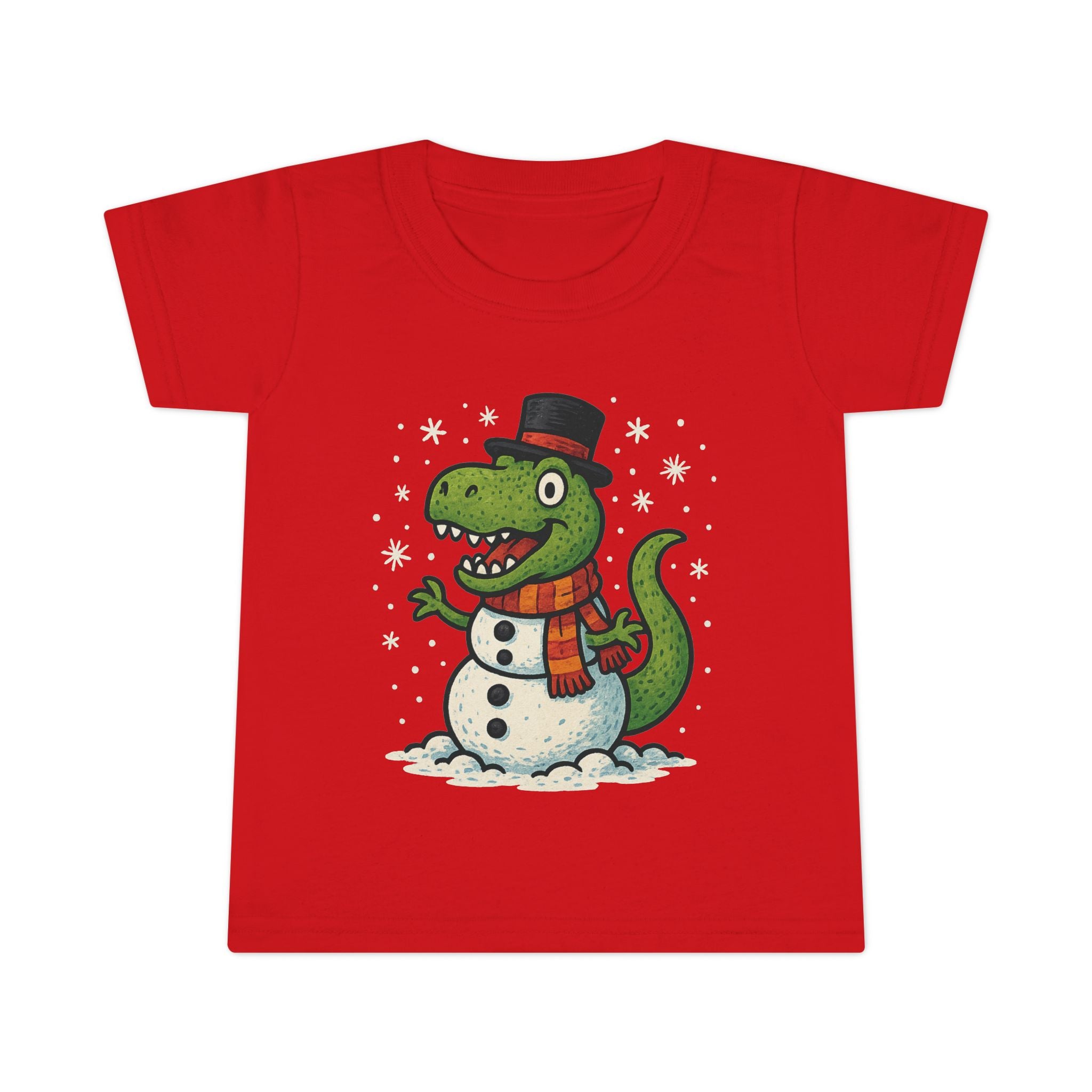 Toddler T-Shirt  T-Rex Dinosaur Snowman Holiday Tee