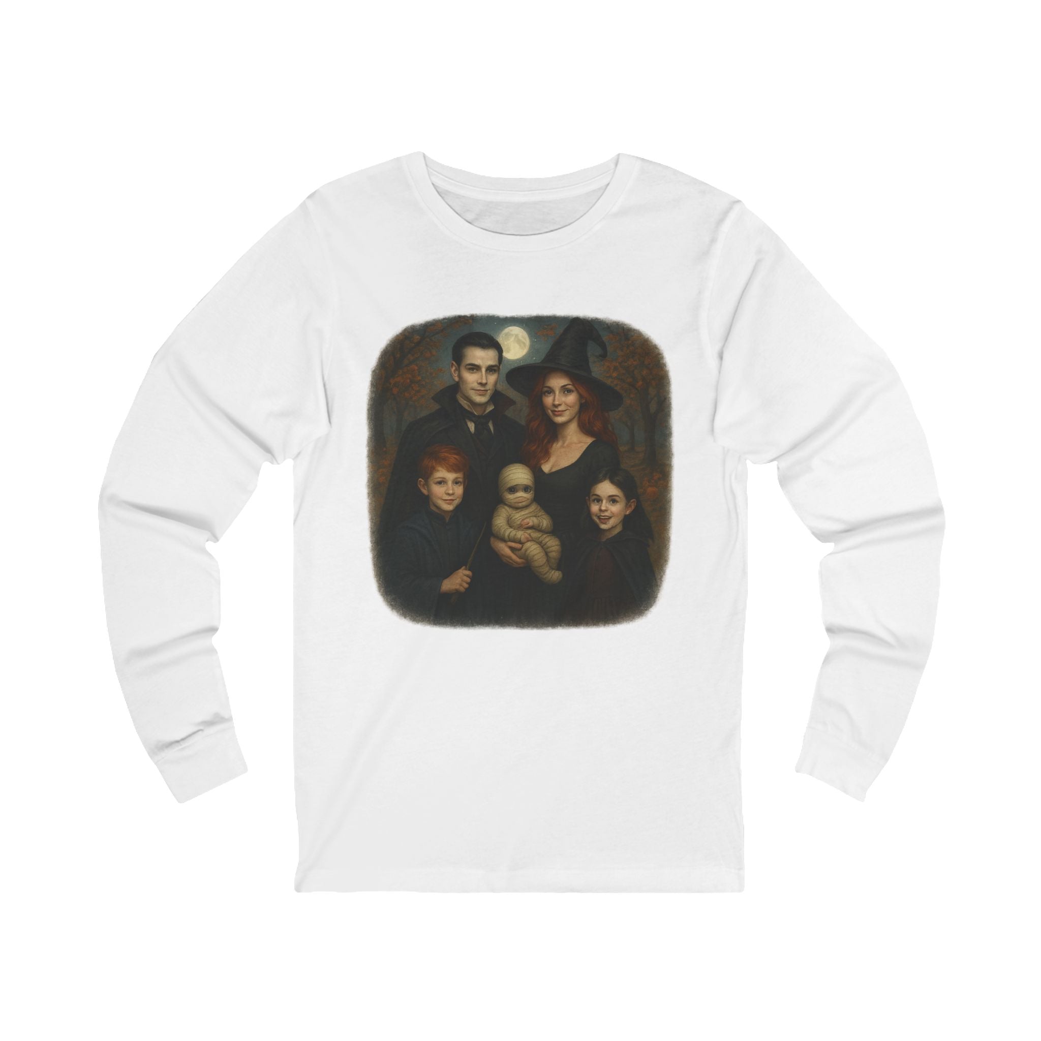 Halloween Characters Family Portrait Long Sleeve T-Shirt Spooky Vibes Photoshoot