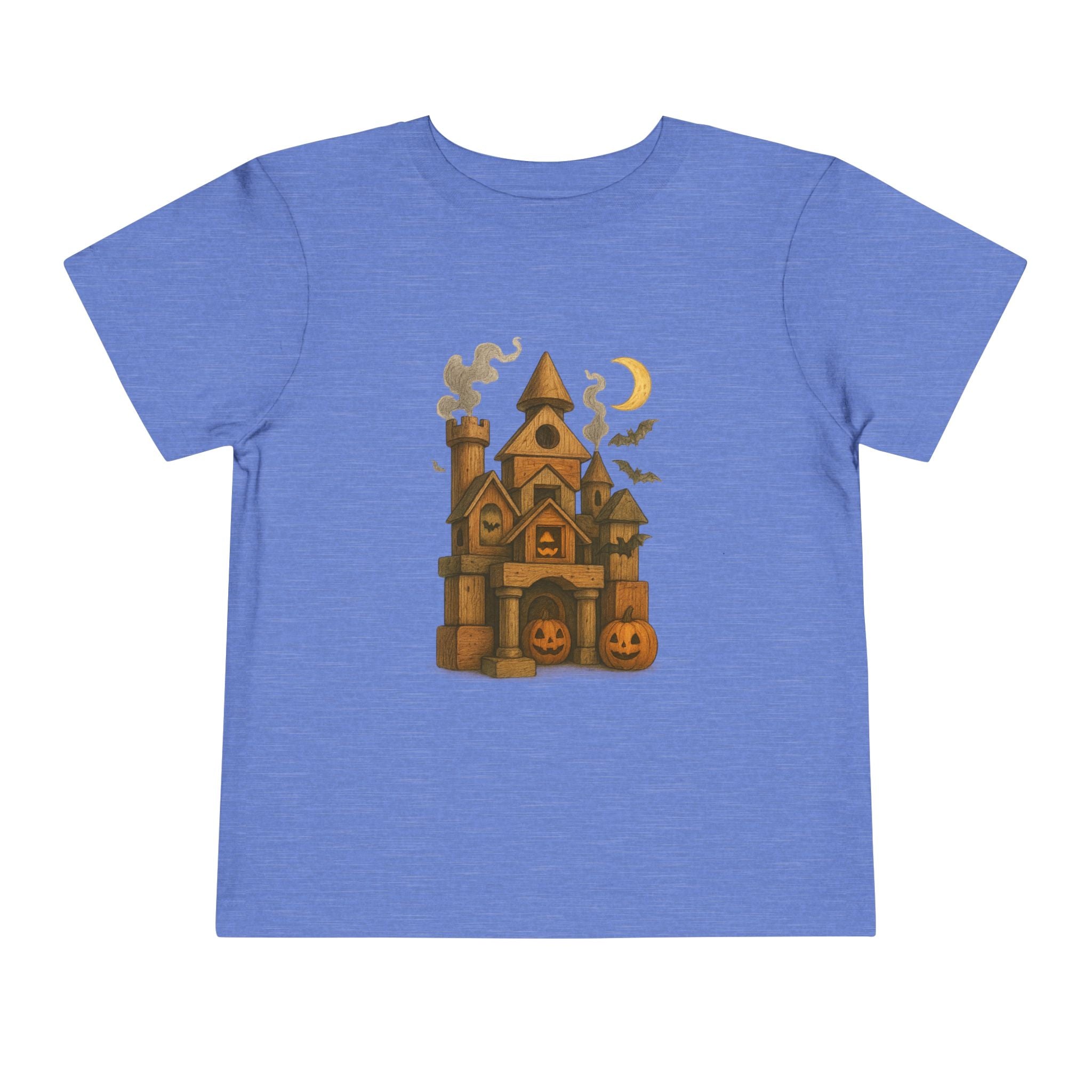 Halloween Toddler Tee Shirt, Spooky Wood Blocks Castle, Fun Fall T-Shirt