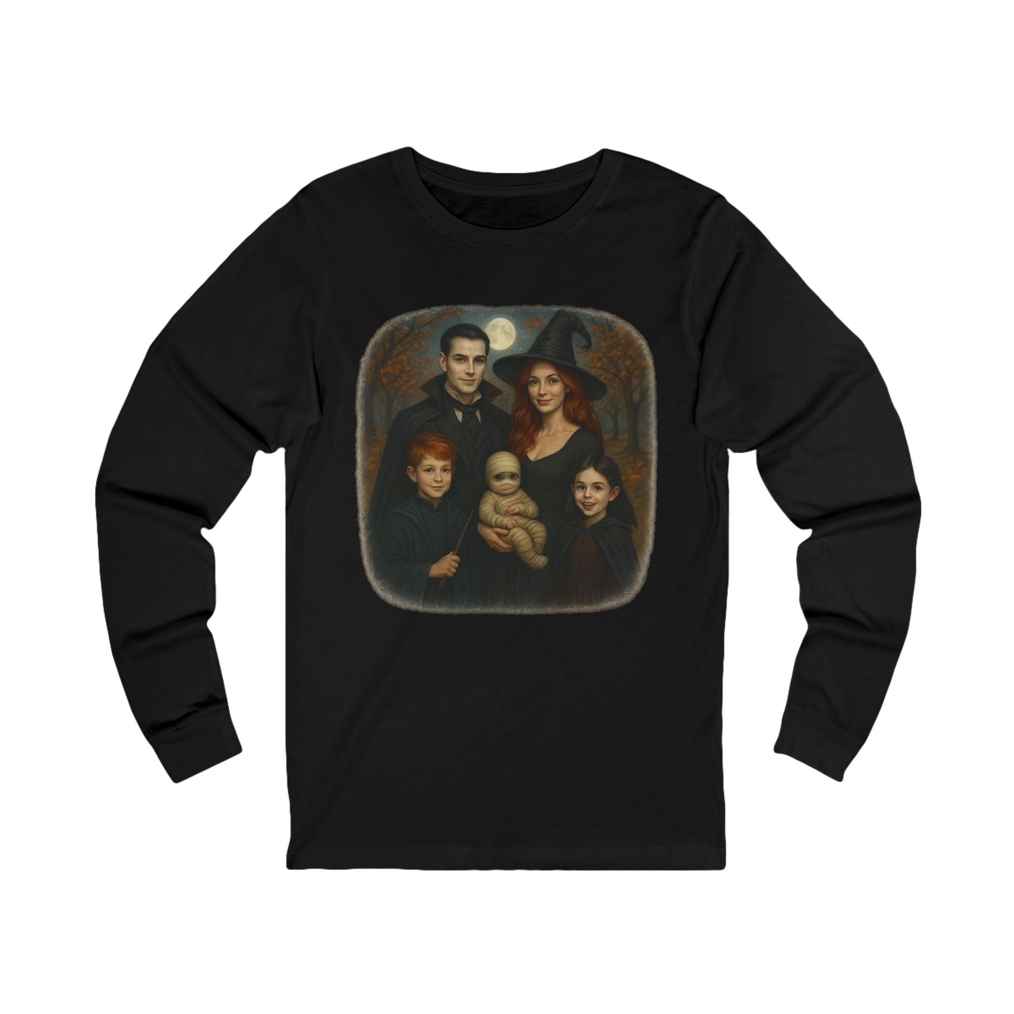 Halloween Characters Family Portrait Long Sleeve T-Shirt Spooky Vibes Photoshoot