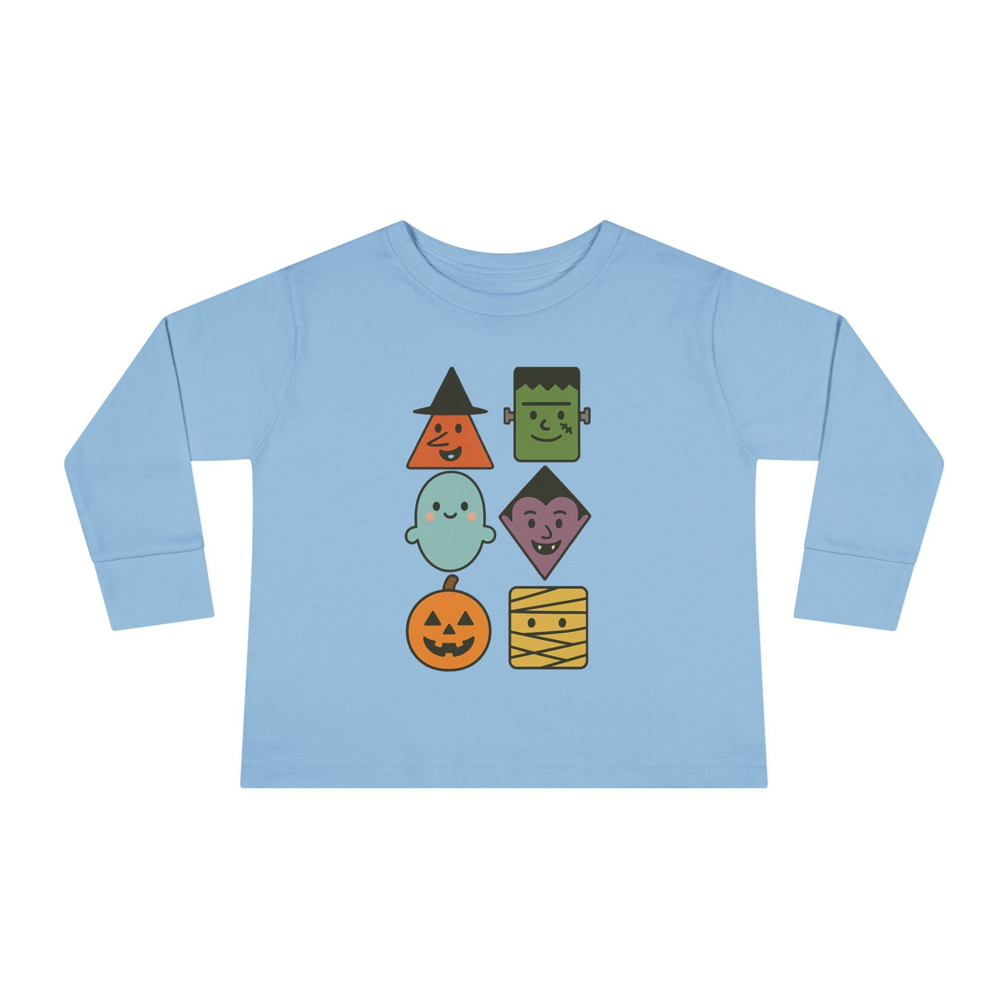 Toddler Long Sleeve Tee - Cute Halloween Shapes, Fall Clothing, Kids Tee, Gift for Toddlers, Seasonal Attire, Holiday Tee