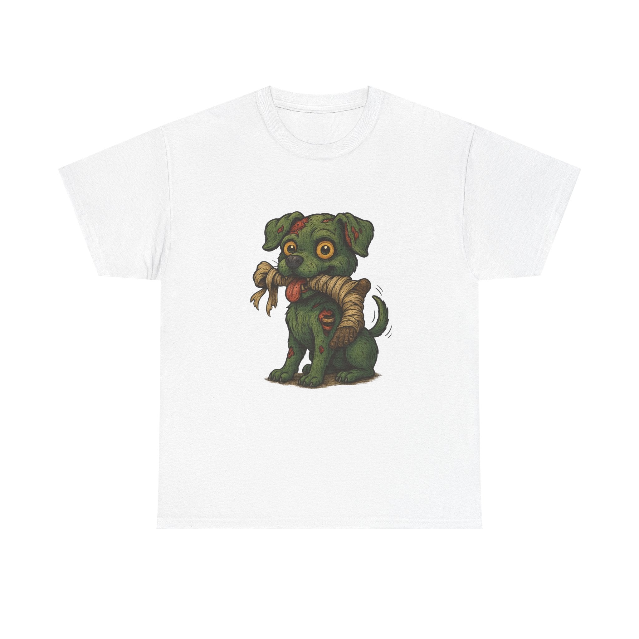 Playful Zombie Dog Unisex Tee, Fun Halloween Costume Shirt, Pet Lover Gift, Casual Everyday Wear, Unique Animal Graphic Tee