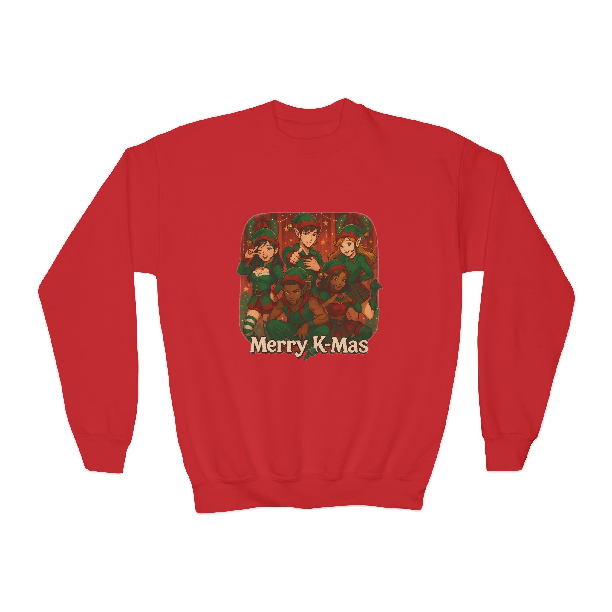"Merry K-Mas" K-Pop Holiday Anime Cartoon Christmas Kids Sweatshirt