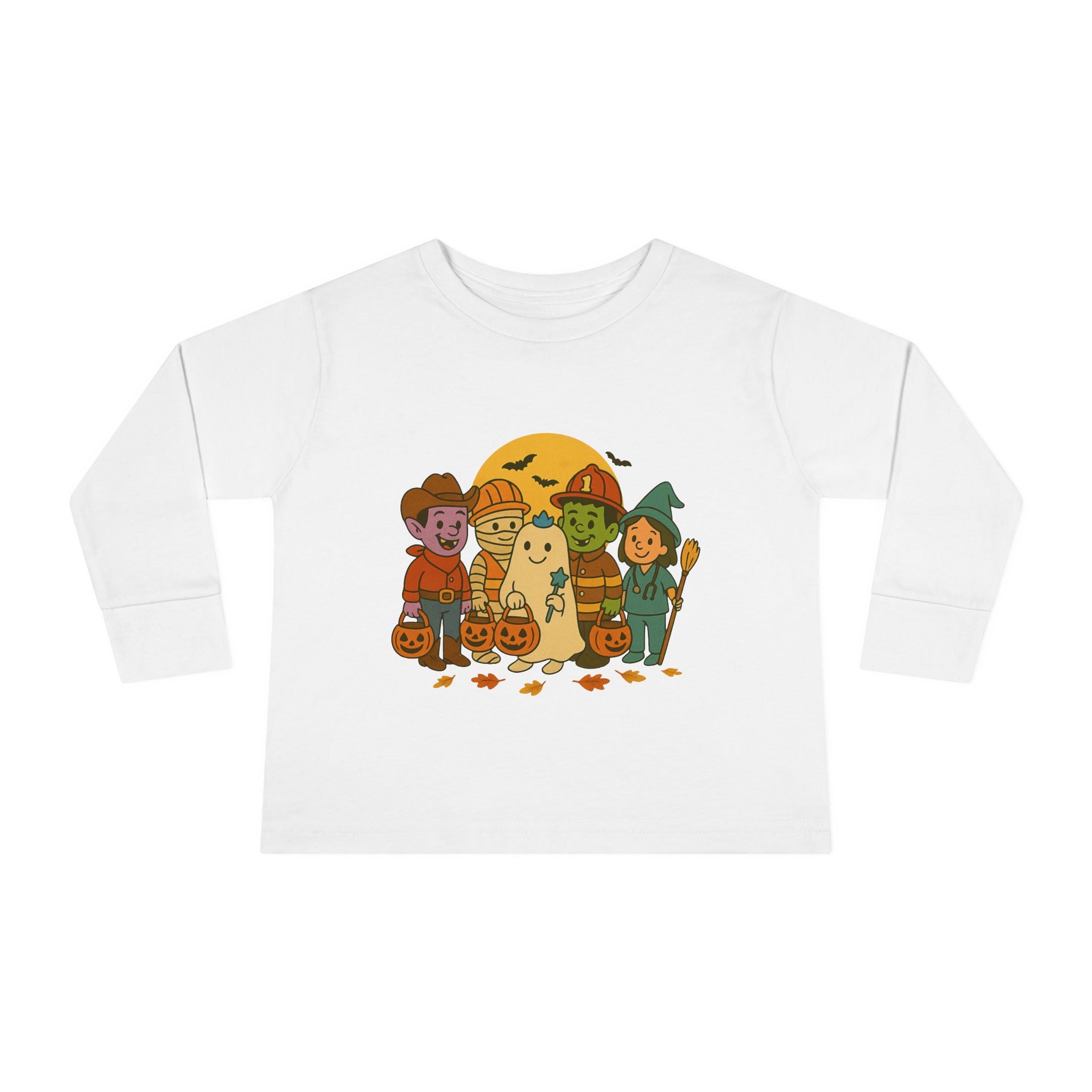 Halloween Toddler Tee, Cute Ghost Costume Shirt, Unisex Long Sleeve Top for Kids, Fall Festivals