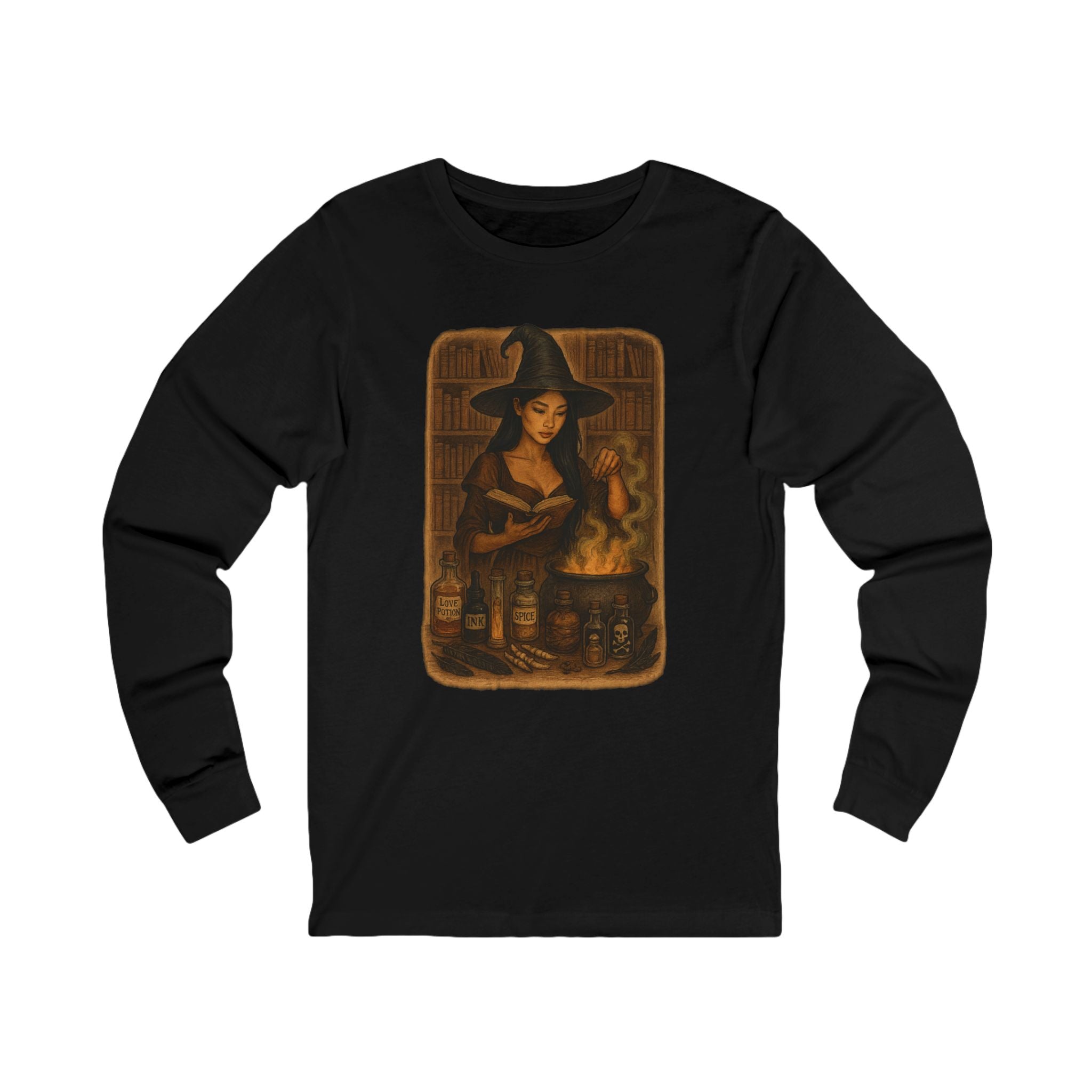 Witchy Charm Long Sleeve Tee, Dark Romance Book, Magical T-Shirt, Cozy Autumn Shirt, Halloween Apparel