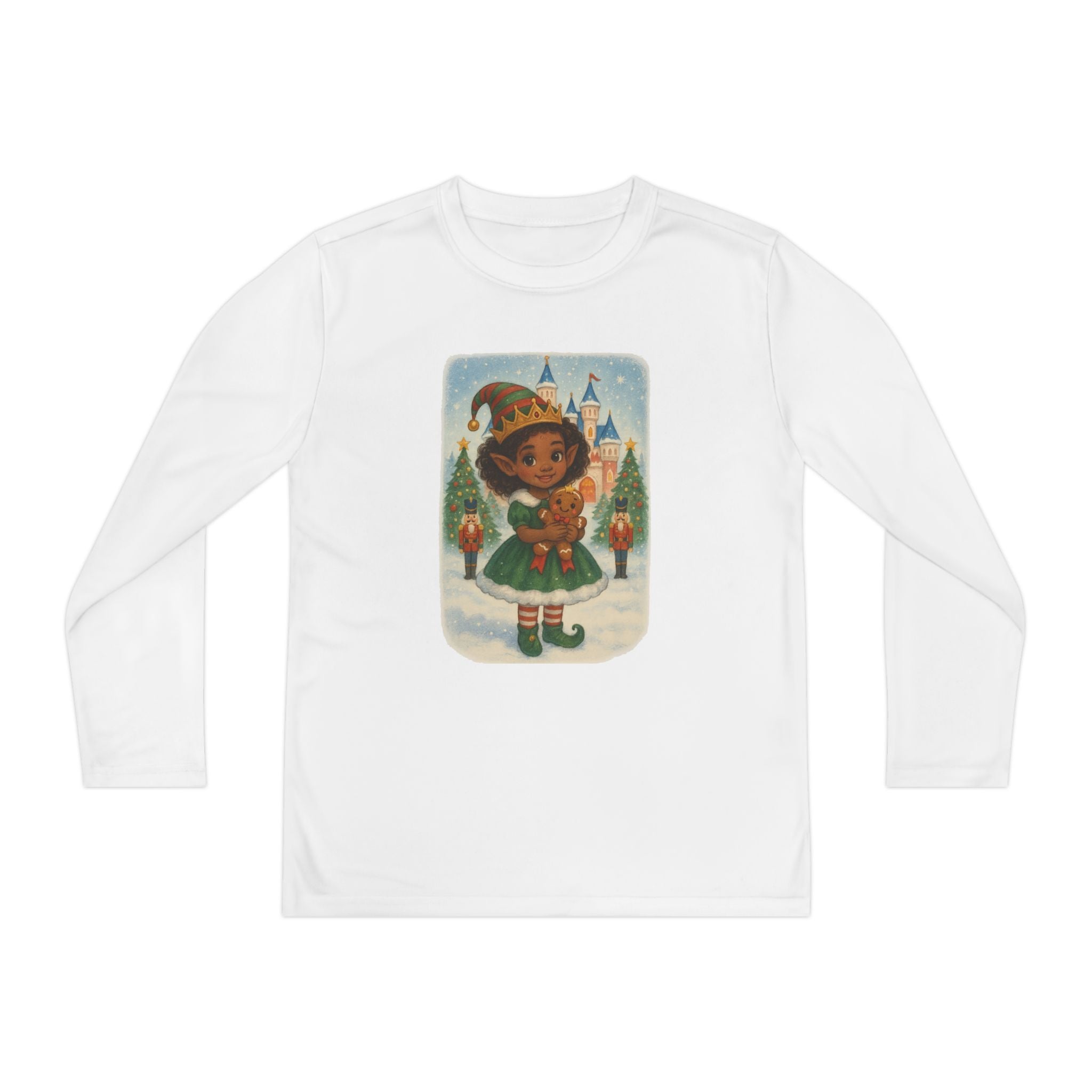 Festive Youth Long Sleeve Tee - Holiday Christmas Elf Princess
